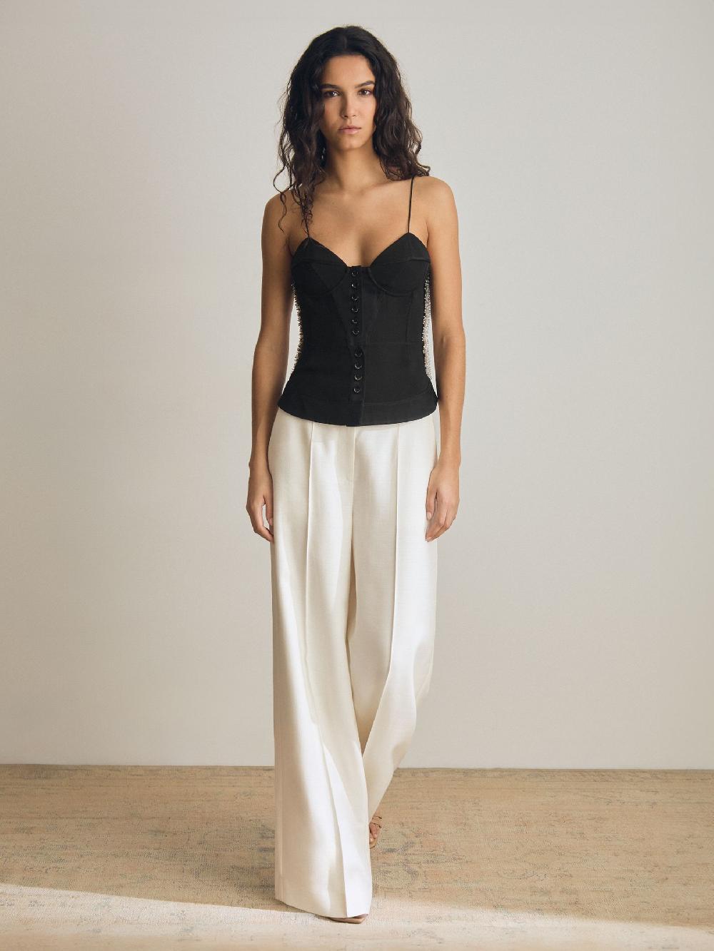 Reiss Atelier Wide-Leg Belted Suit Trousers In White