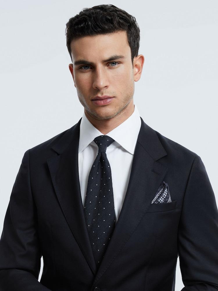 reiss Atelier Wool Cashmere Slim Fit Single Breasted Blazer in Midnight Navy