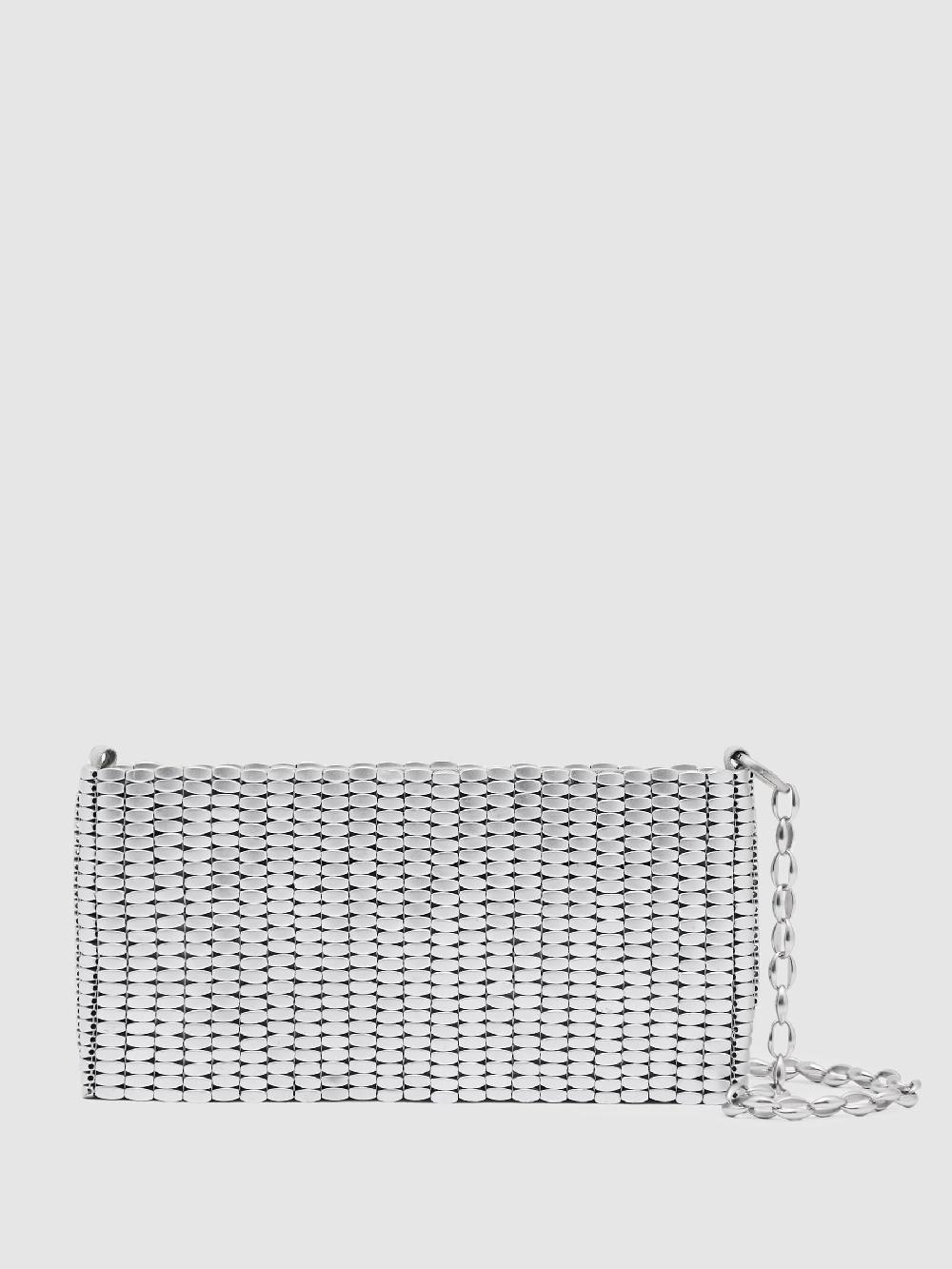 Reiss Beaded Removable Strap Shoulder Bag In Silver