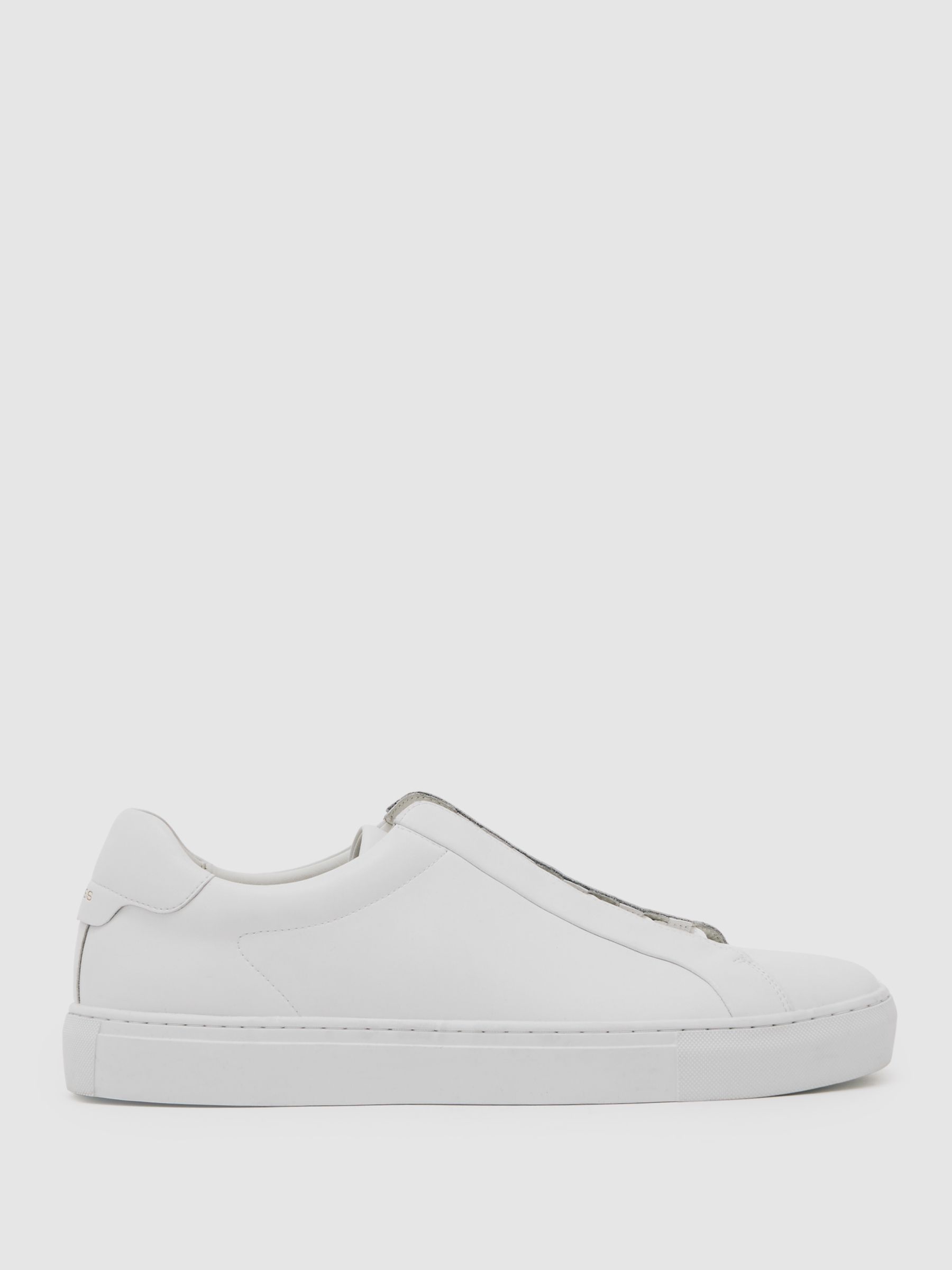 Reiss Bonded-Leather Concealed-Lace Trainers In White