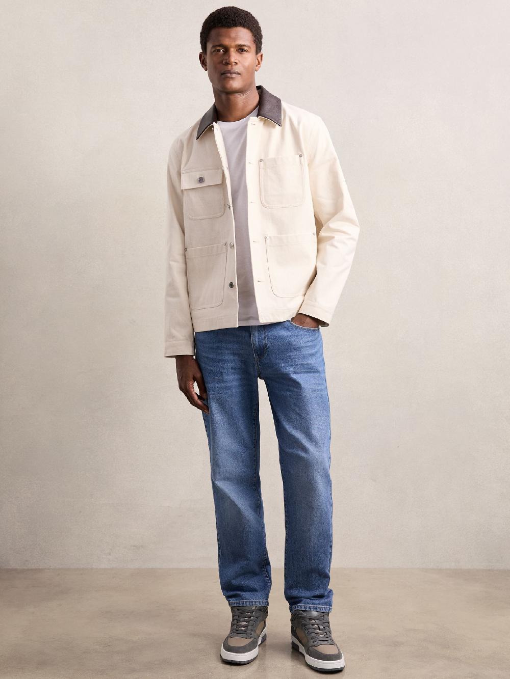 Reiss Bonded-Leather Mid-Top Skater Trainers In Charcoal Grey/Dark Beige