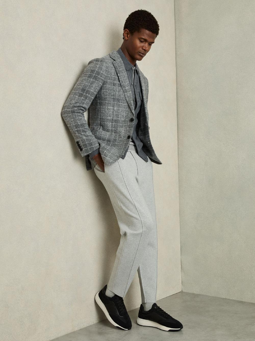 Reiss Bonded-Leather Suede Running Trainers In Black/White