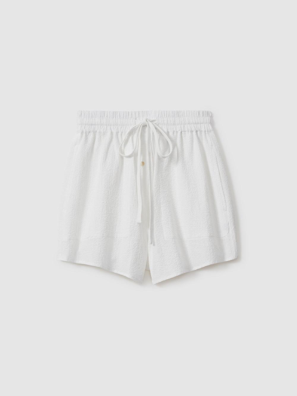 Reiss Bondi Born Cotton Blend Drawstring Shorts In White
