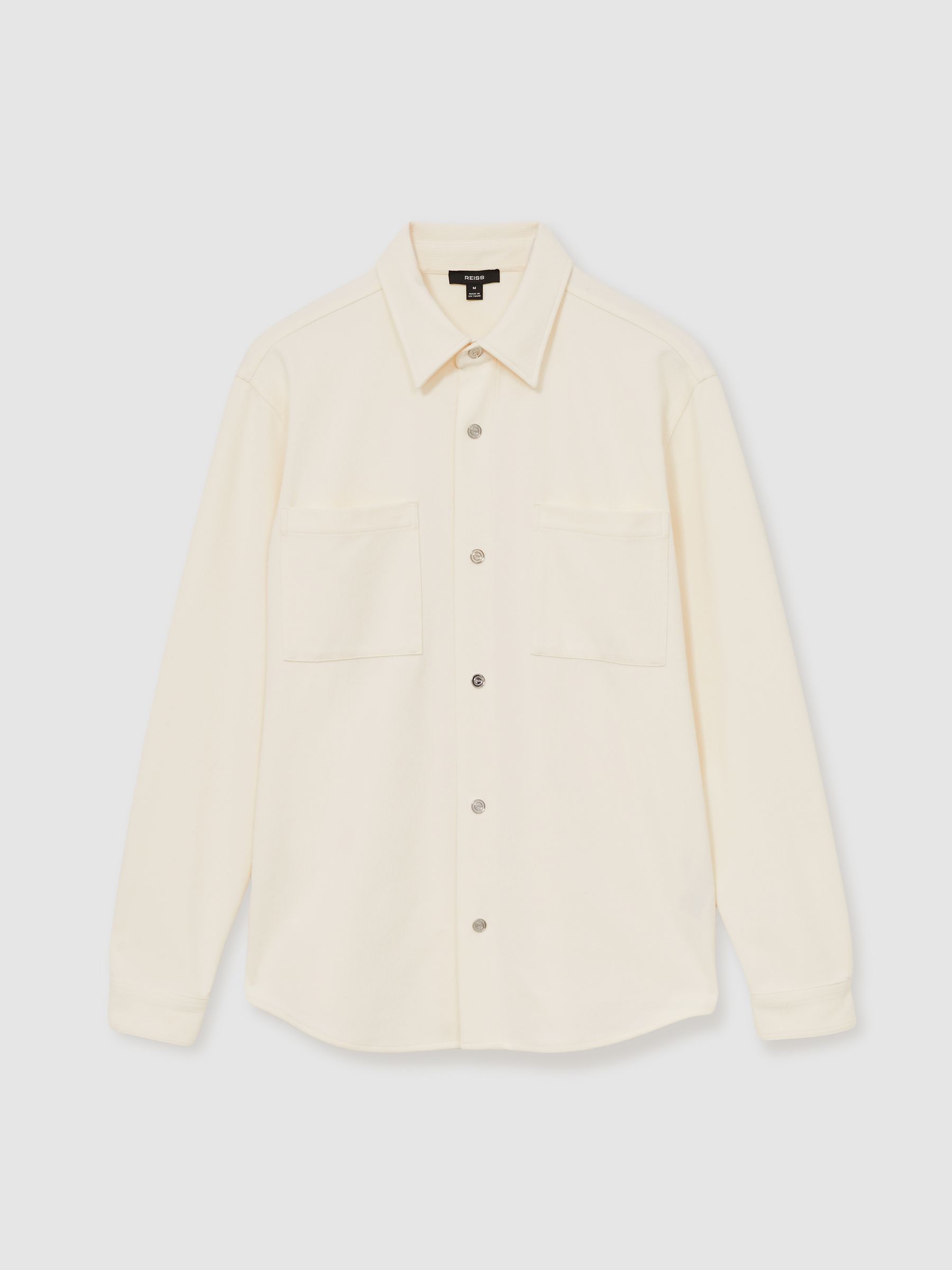 Reiss Brushed Corduroy Press-Stud Overshirt In Off White