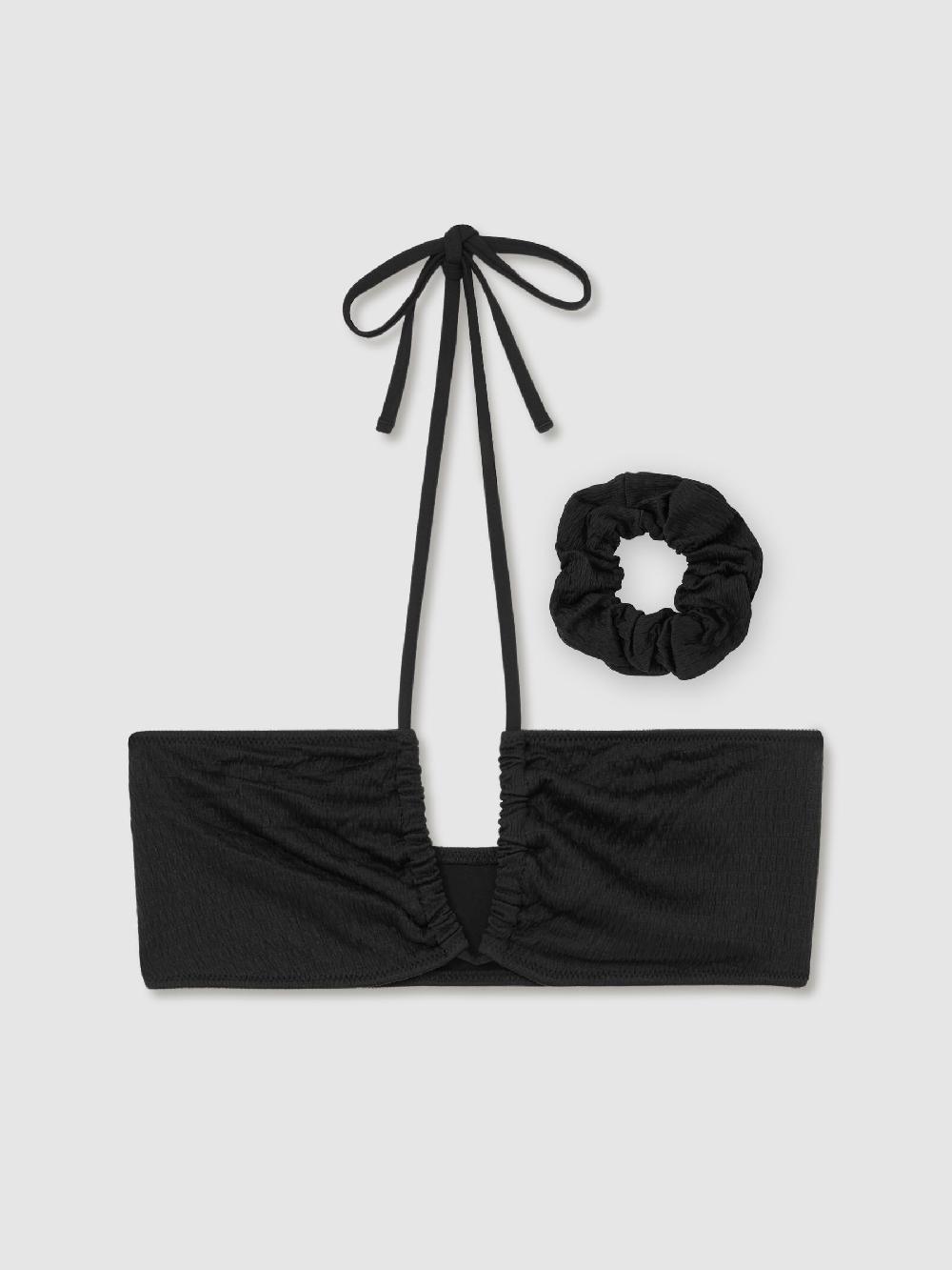 Reiss Calvin Klein Crinkle Bralette Bikini Top In Black