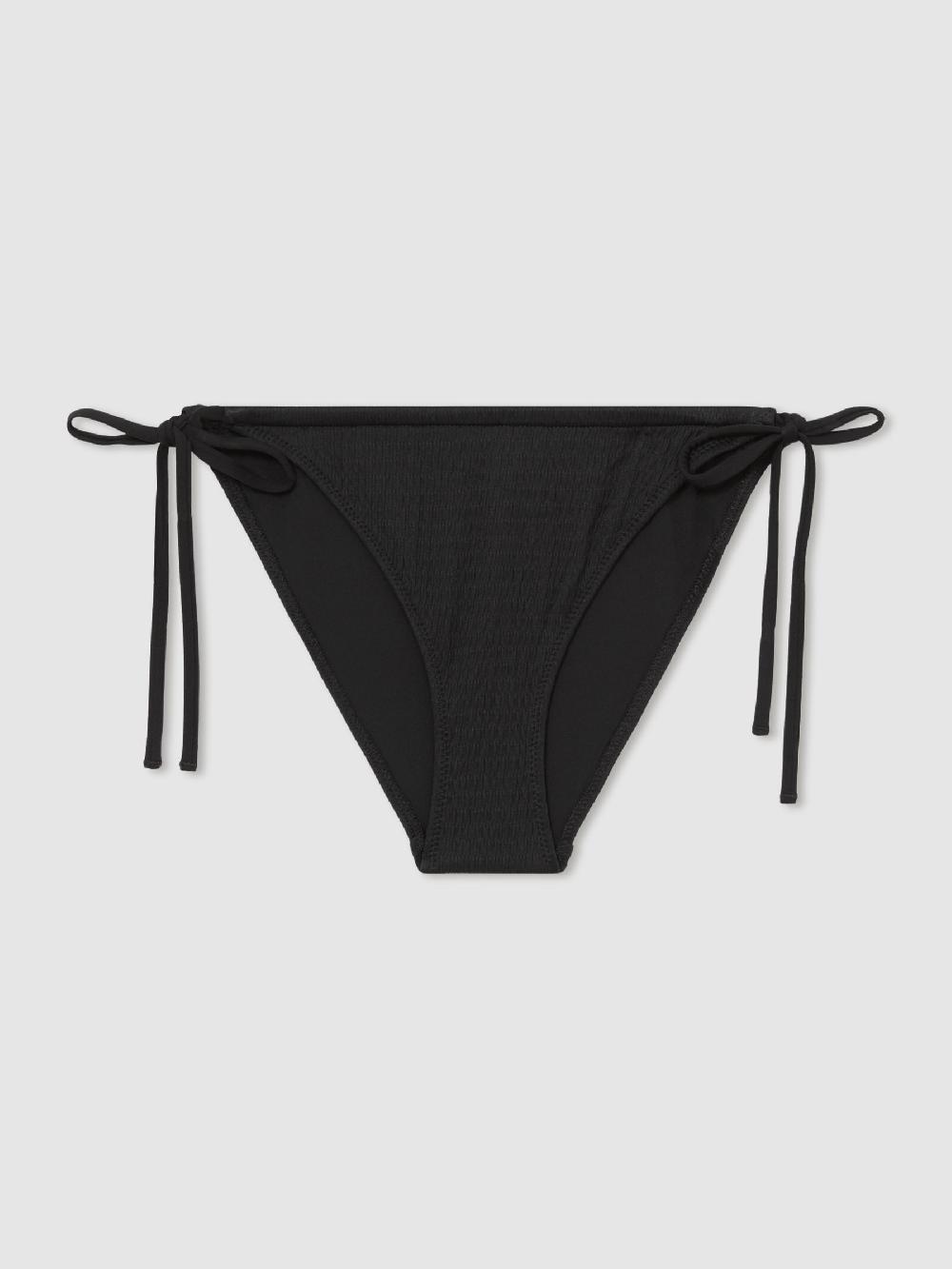 Reiss Calvin Klein Crinkle Tie Bikini Bottoms In Black