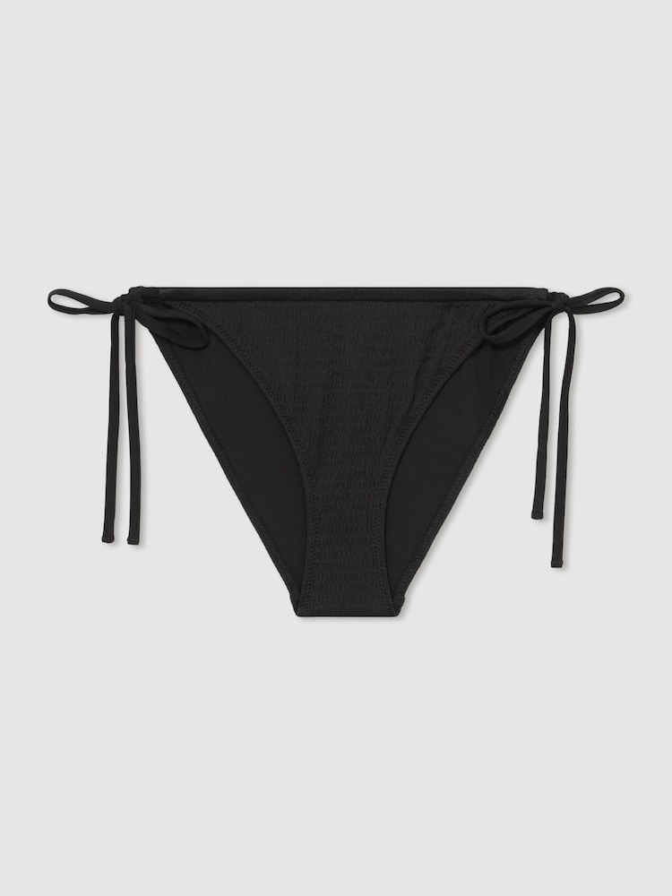reiss Calvin Klein Crinkle Tie Bikini Bottoms in Black