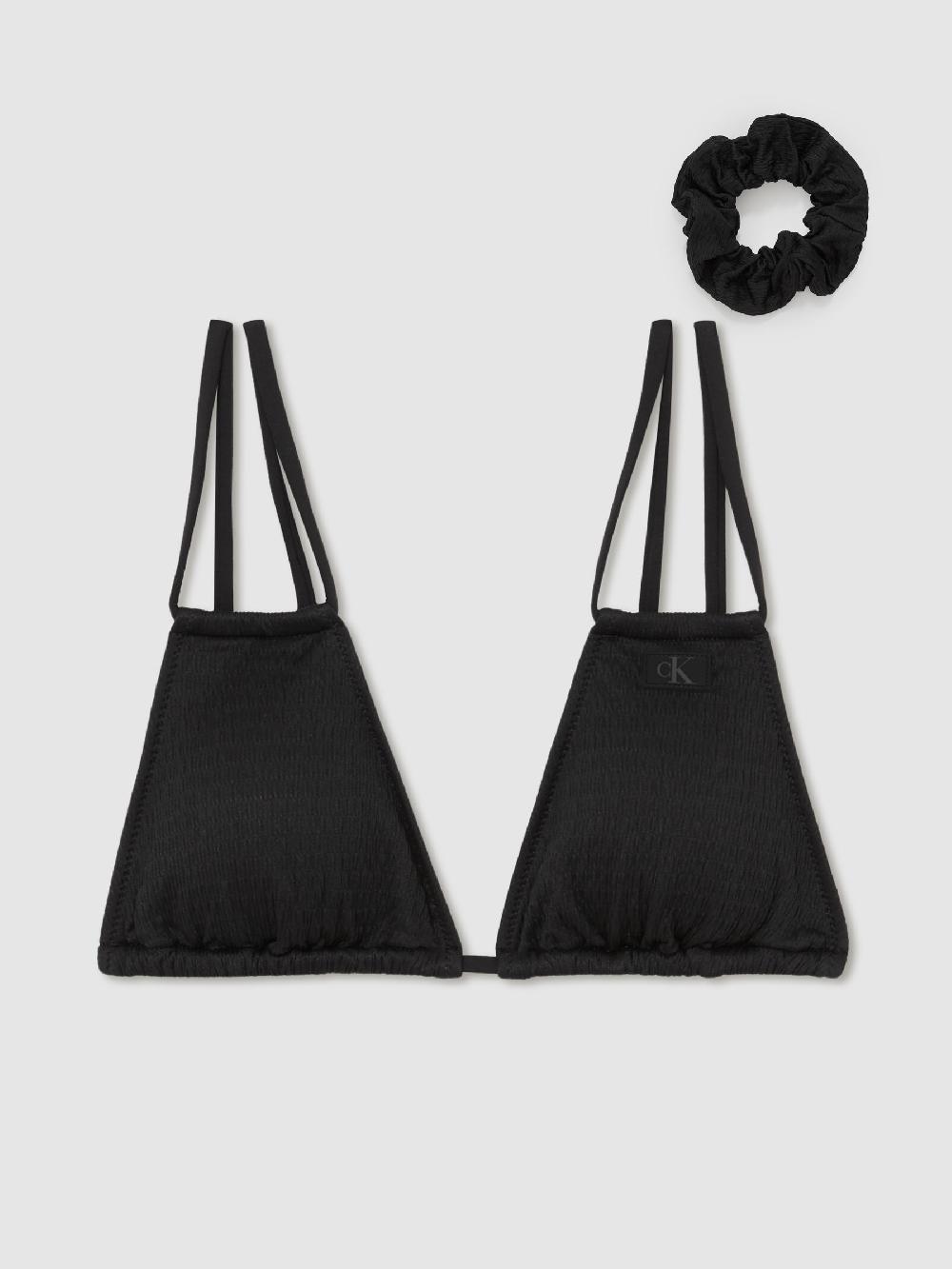 Reiss Calvin Klein Crinkle Triangle Bikini Top In Black