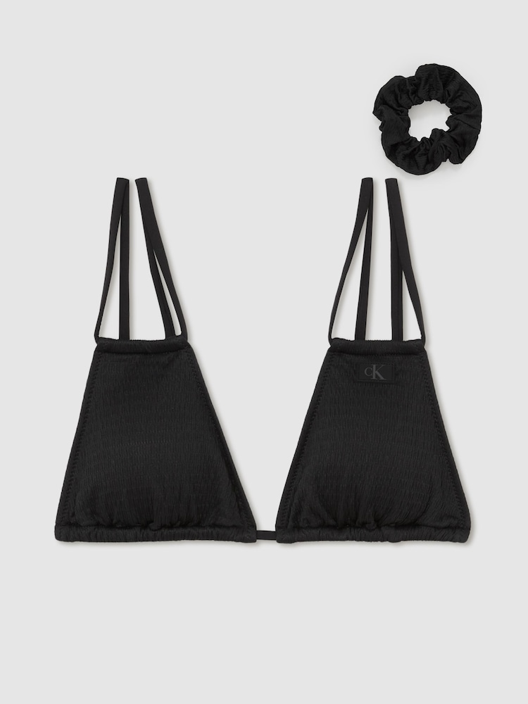 reiss Calvin Klein Crinkle Triangle Bikini Top in Black