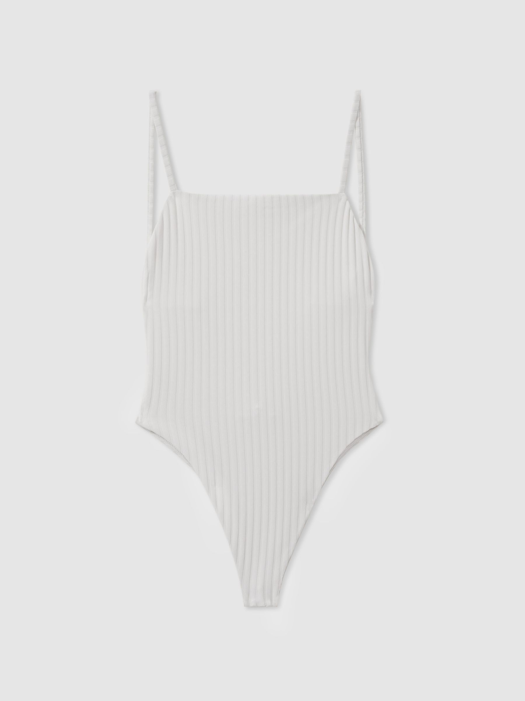 Reiss Calvin Klein White Underwear Ribbed Low-Back Swimsuit