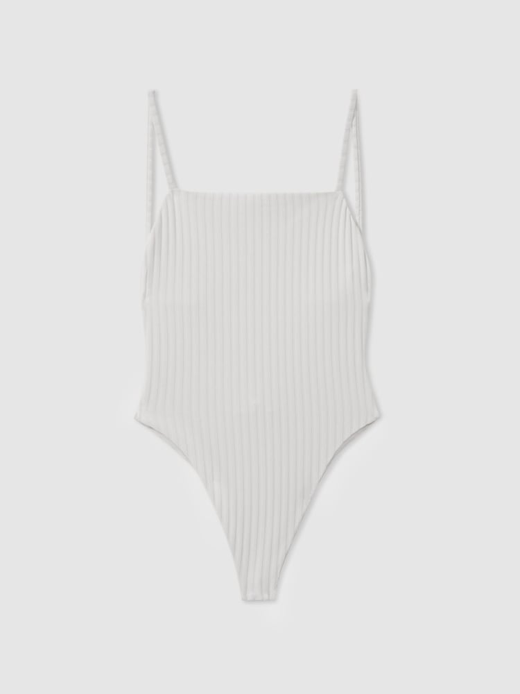 reiss Calvin Klein White Underwear Ribbed Low-Back Swimsuit