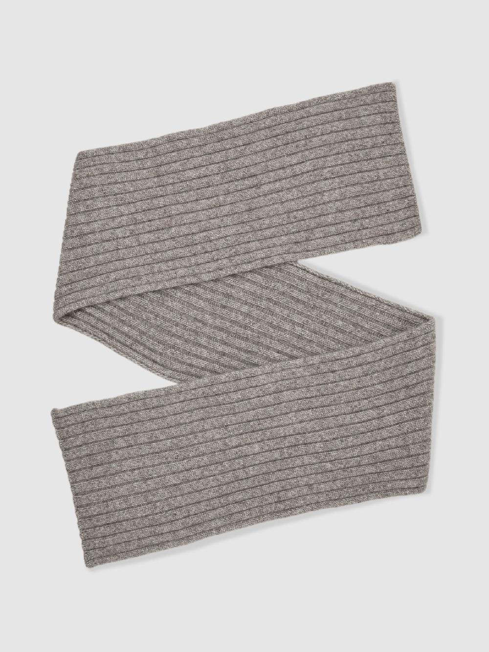 Reiss Chunky Rib Wool Blend Scarves In Oatmeal Melange