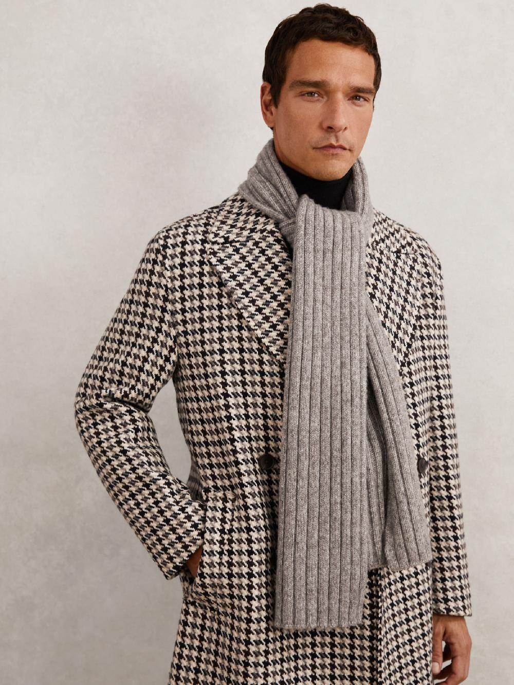 Reiss Chunky Rib Wool Blend Scarves In Oatmeal Melange