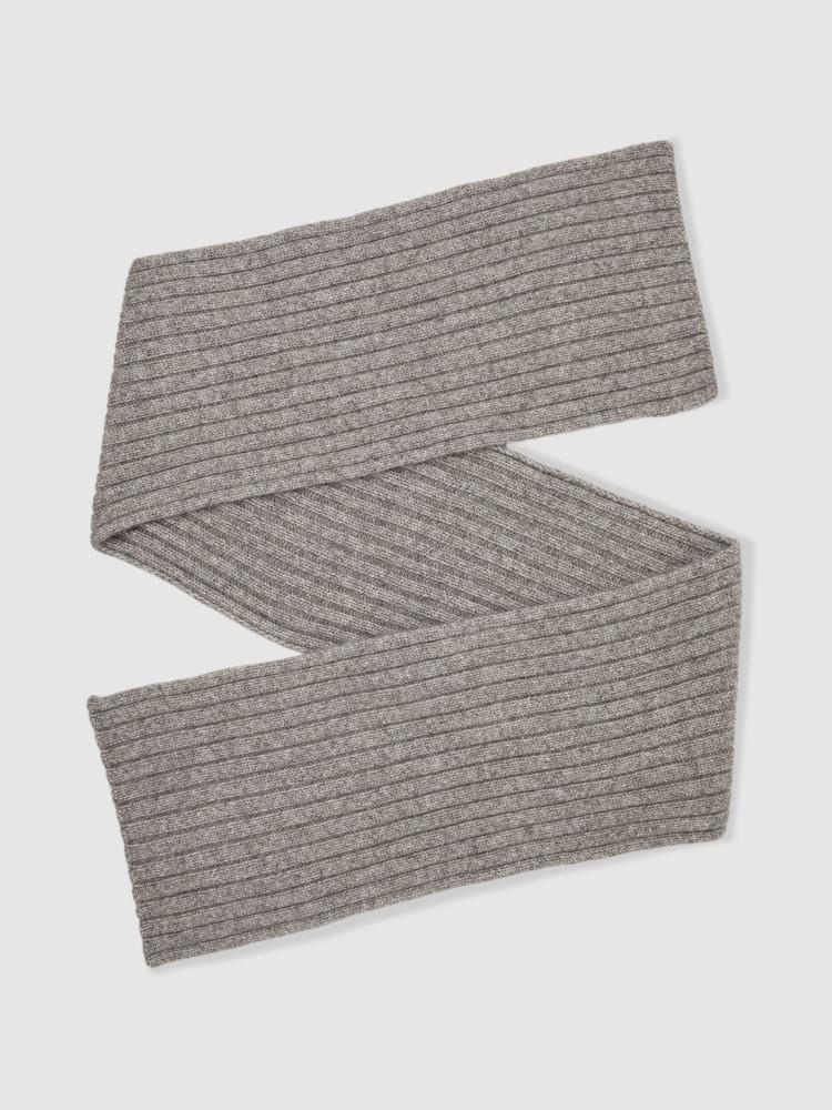 reiss Chunky Rib Wool Blend Scarves in Oatmeal Melange