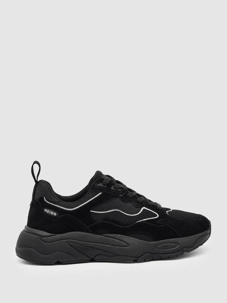 reiss Chunky-Sole Panelled Runner Trainers in Black