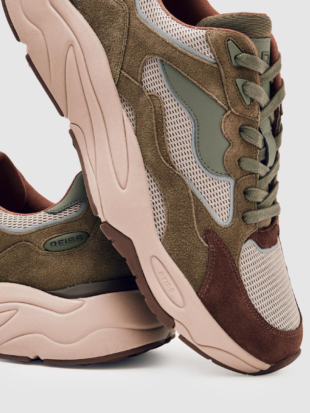 Reiss Chunky-Sole Panelled Runner Trainers In Brown/Khaki Green