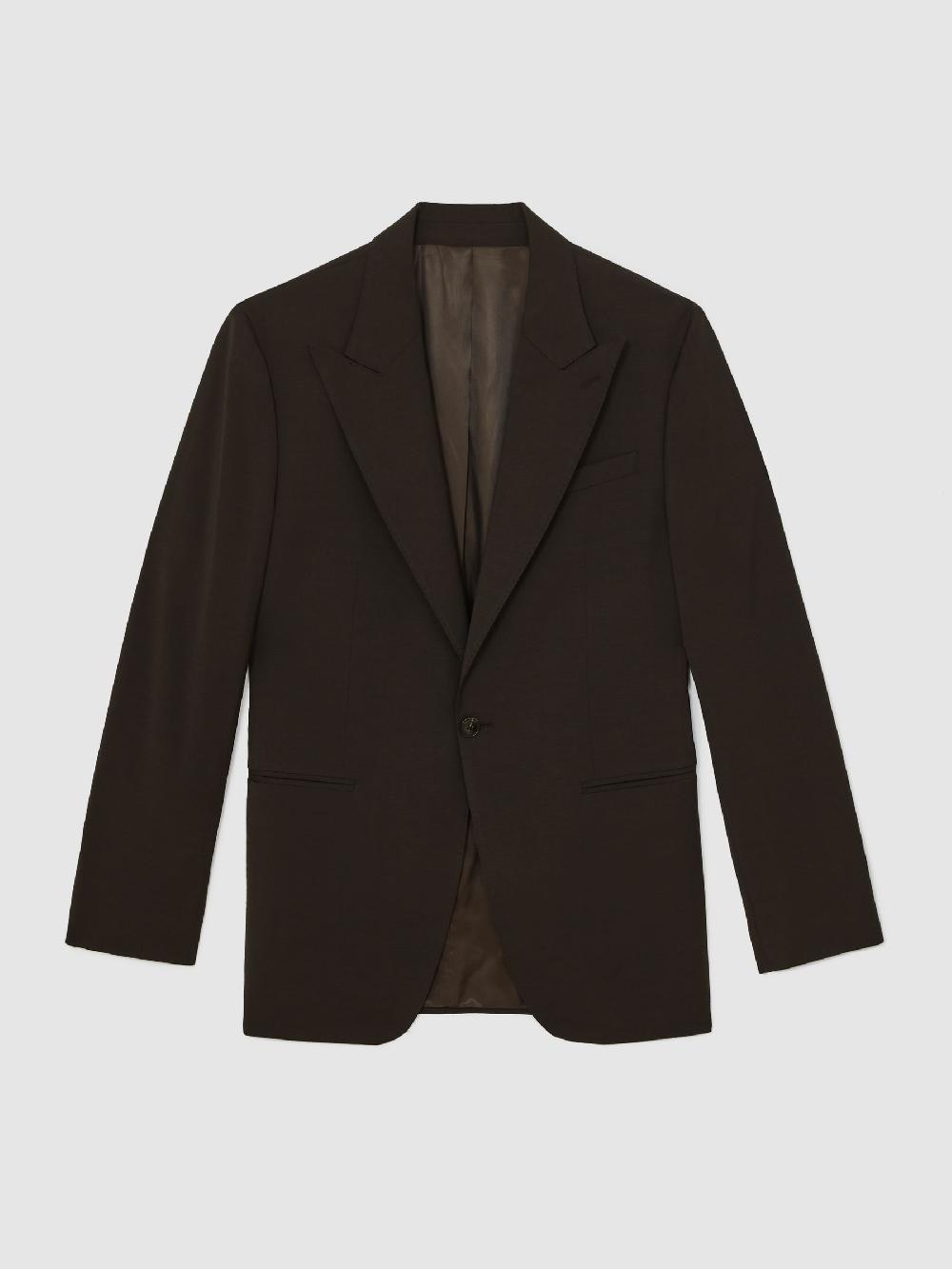Reiss Classic-Fit Single-Breasted Suit Blazer Wool-Blend In Chocolate Brown
