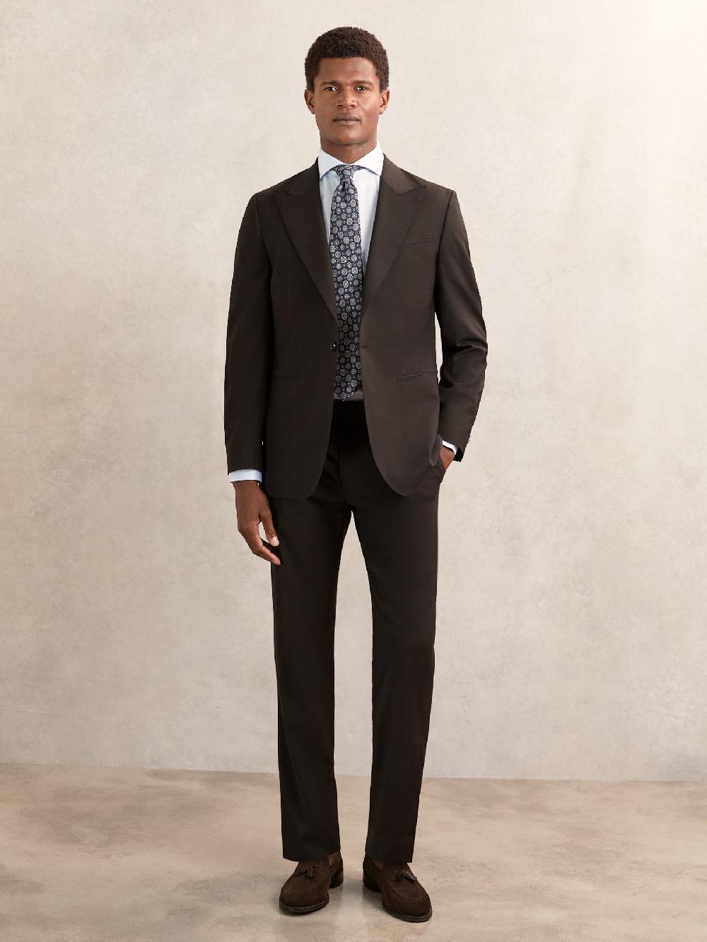 Reiss Classic-Fit Wool-Blend Suit Trousers In Chocolate Brown
