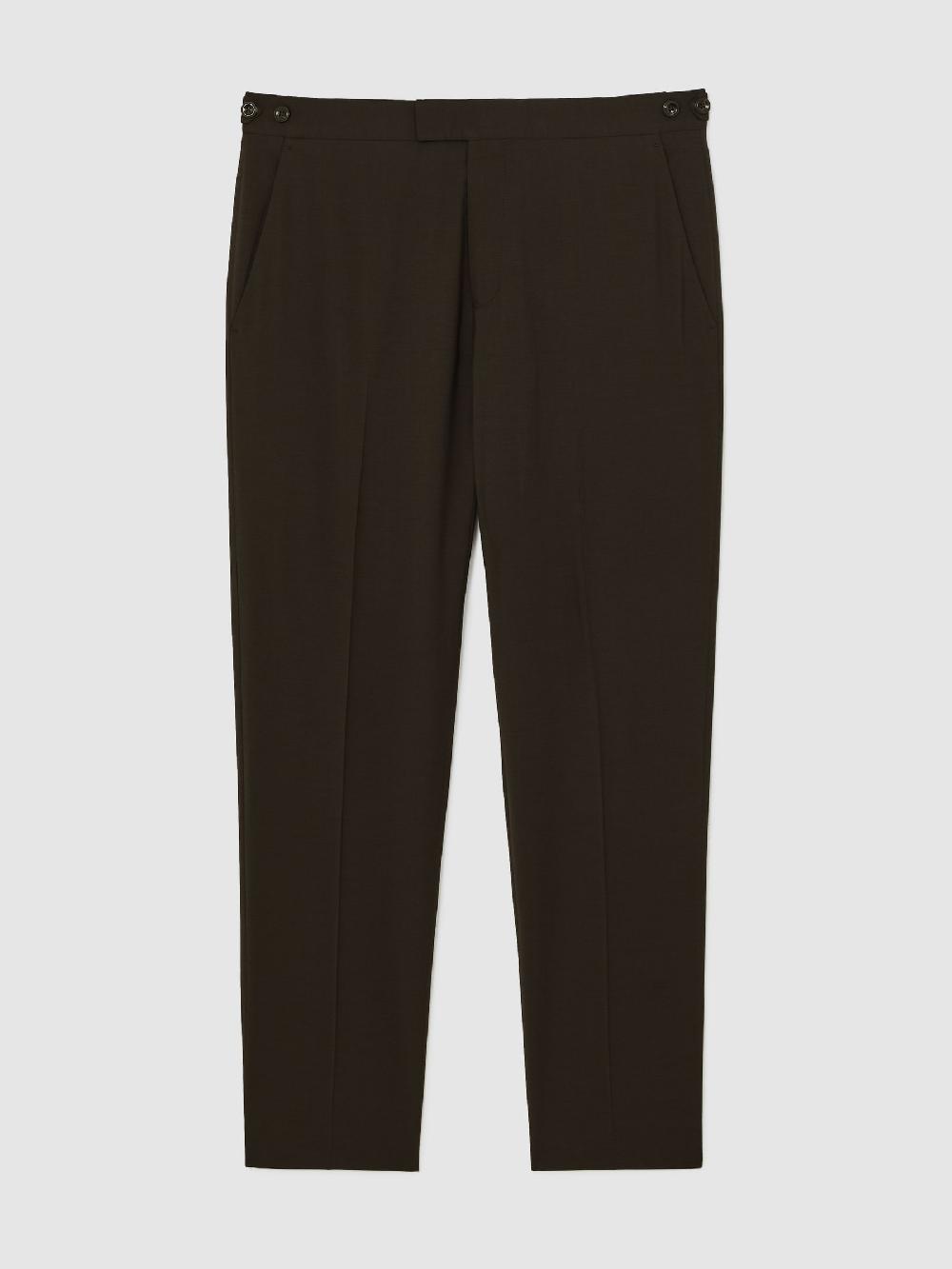 Reiss Classic-Fit Wool-Blend Suit Trousers In Chocolate Brown