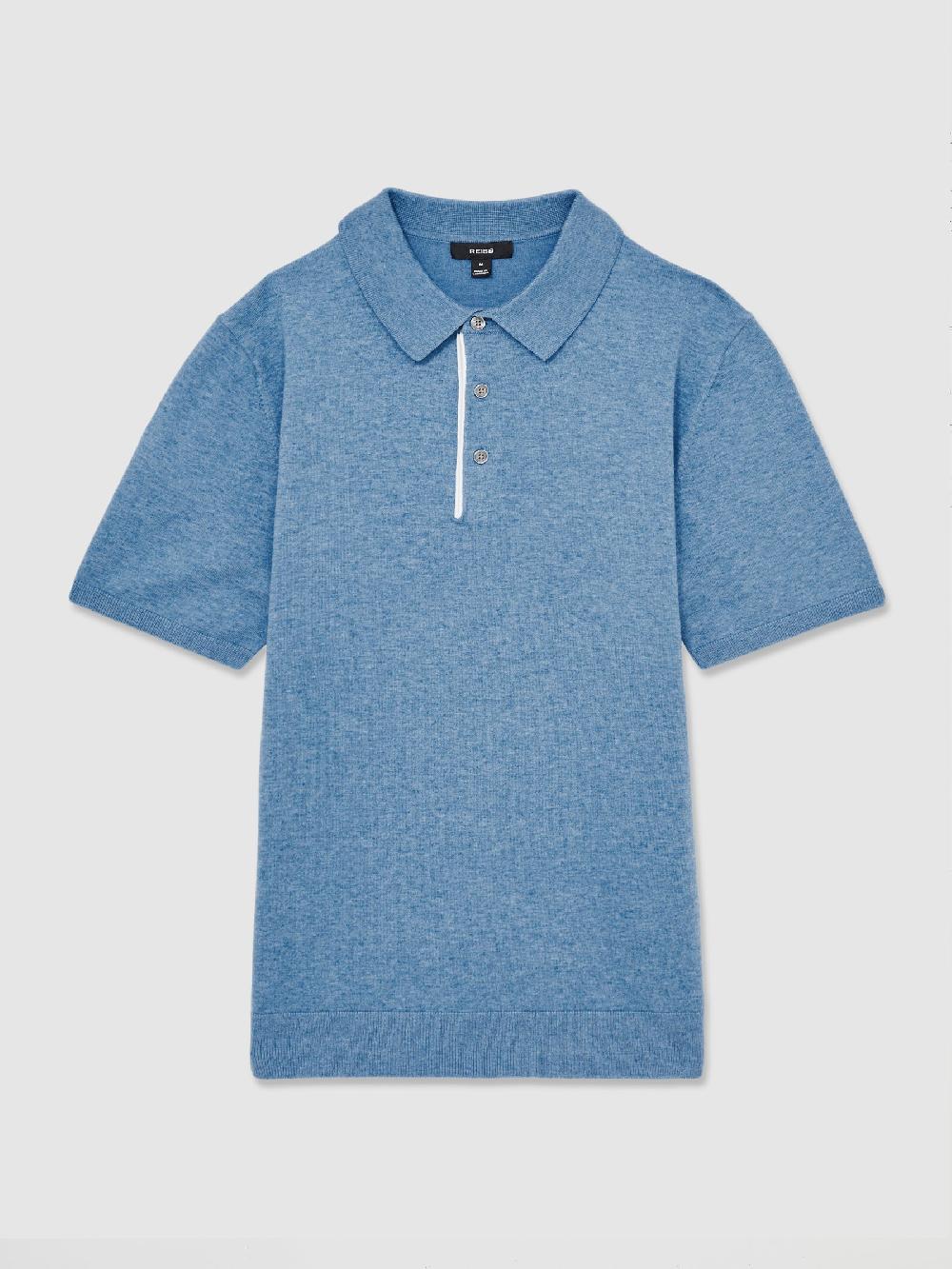 Reiss Contrast-Placket Polo Shirt With Cotton In Blue