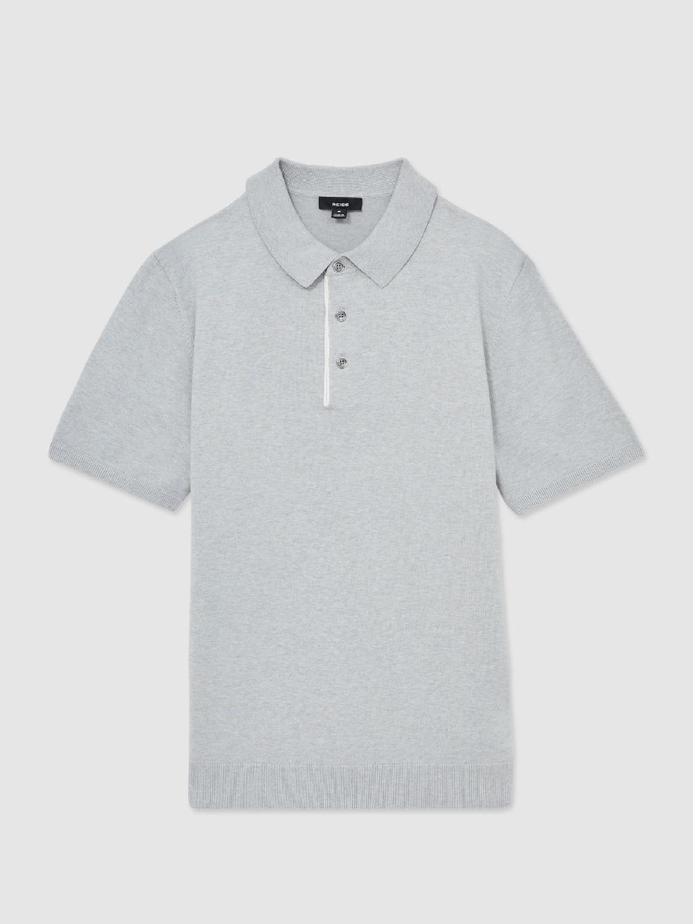 Reiss Contrast-Placket Polo Shirt With Cotton In Washed Sage Green