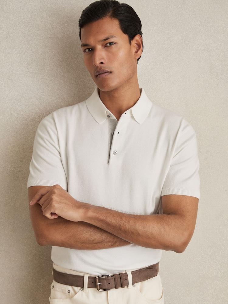 reiss Contrast-Placket Polo Shirt With Cotton in White