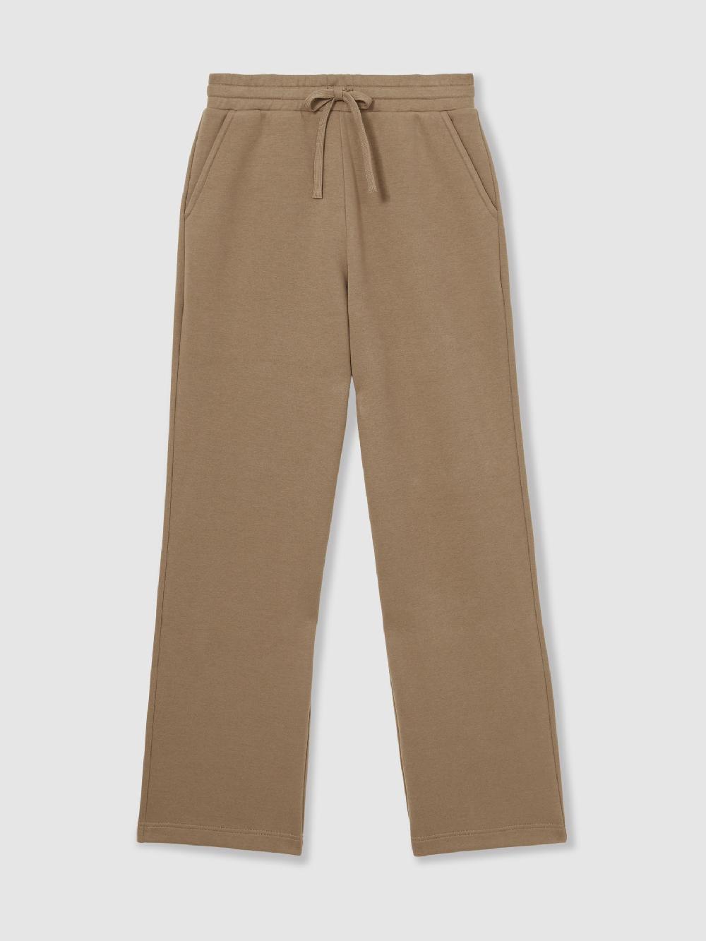 Reiss Cotton-Blend Interlock Wide-Leg Joggers In Camel