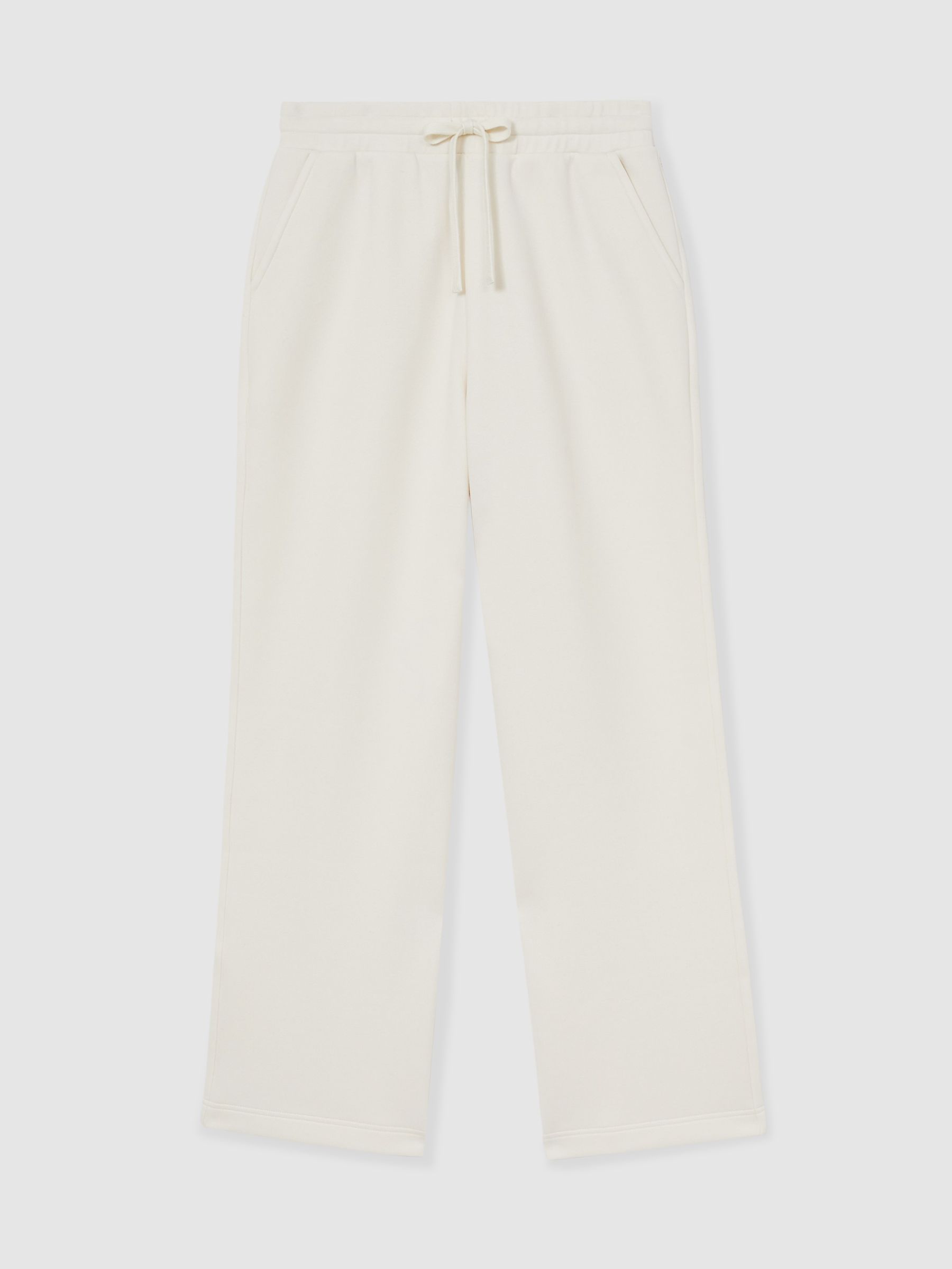Reiss Cotton-Blend Interlock Wide-Leg Joggers In Ivory