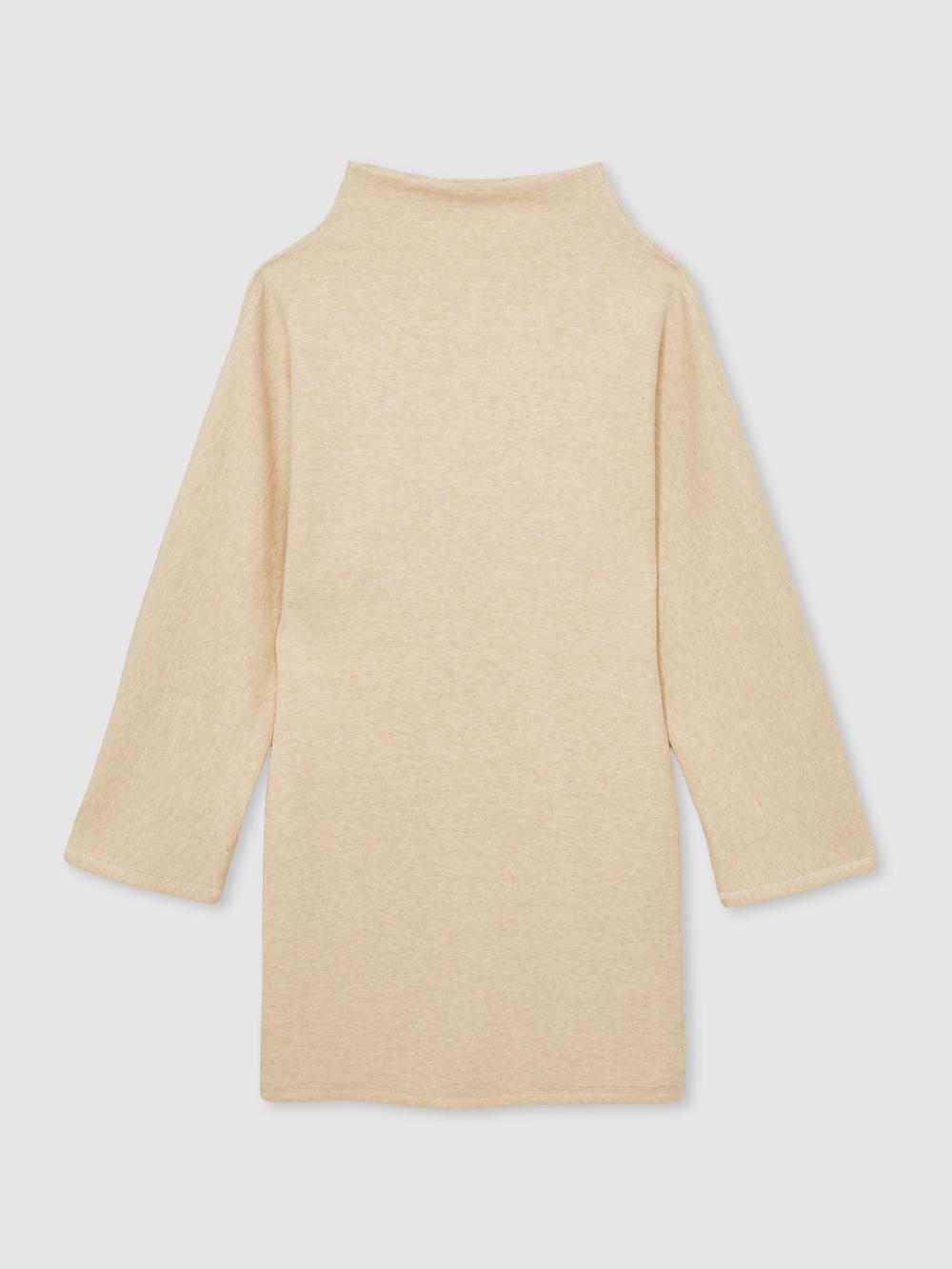 Reiss Cotton-Blend Jersey Funnel-Neck Dress In Cream
