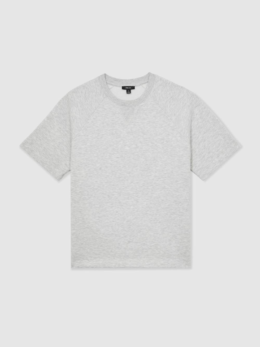 Reiss Cotton-Blend Oversize Raglan T-shirt In Soft Grey