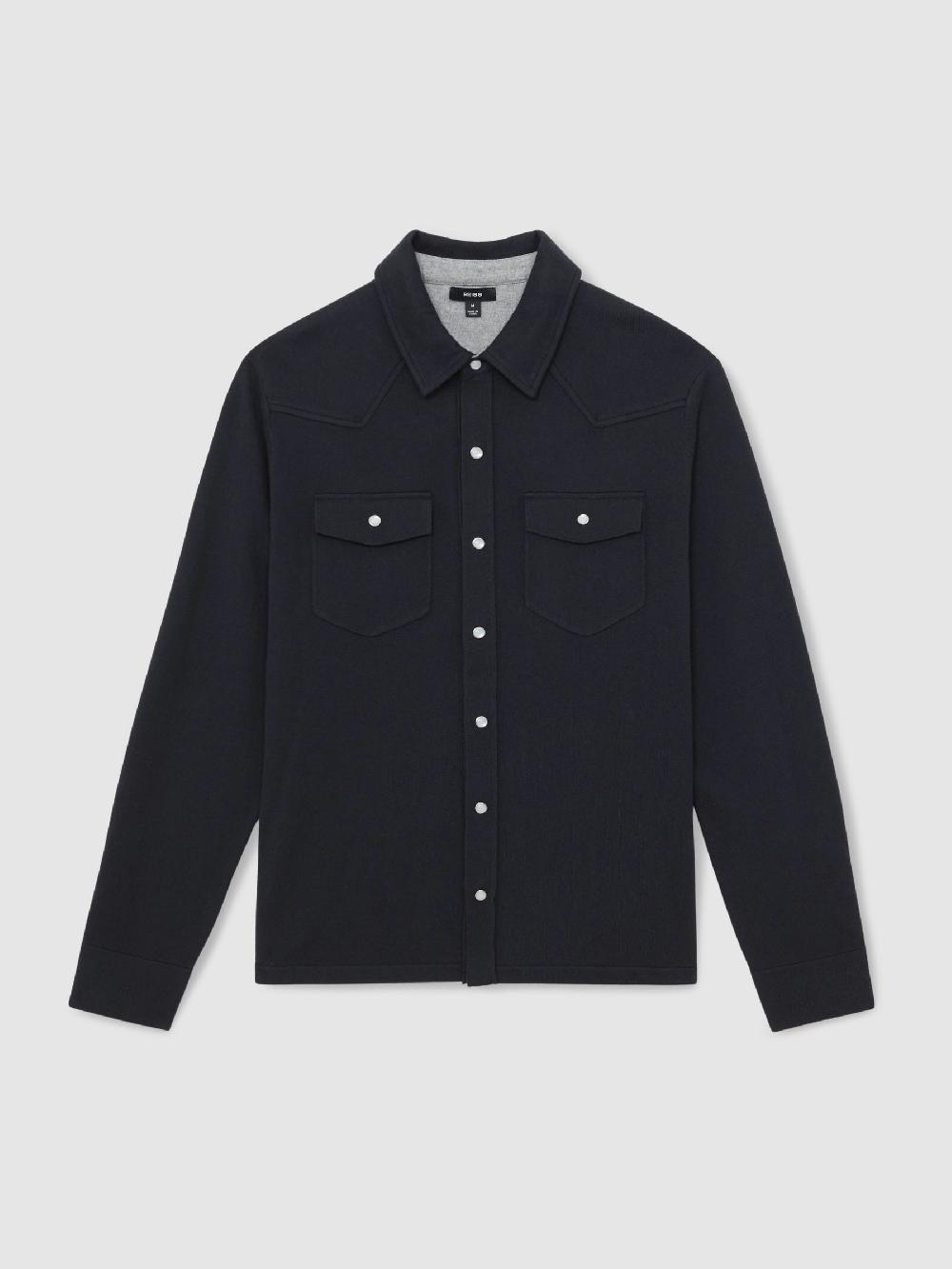 Reiss Cotton-Cashmere Western Knitted Shirt In Navy