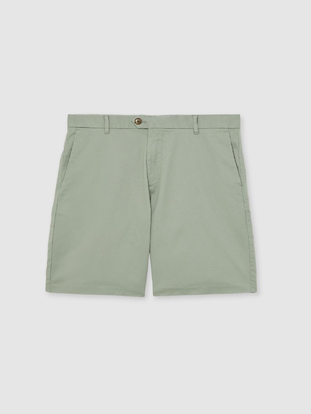 Reiss Cotton Chino Shorts With Stretch In Pistachio