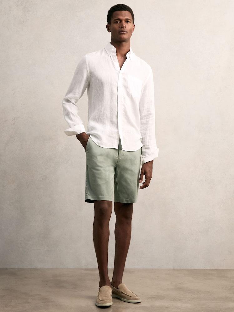reiss Cotton Chino Shorts with Stretch in Pistachio