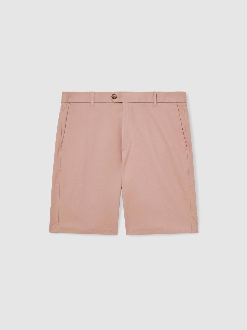 Reiss Cotton Chino Shorts With Stretch In Rose Pink