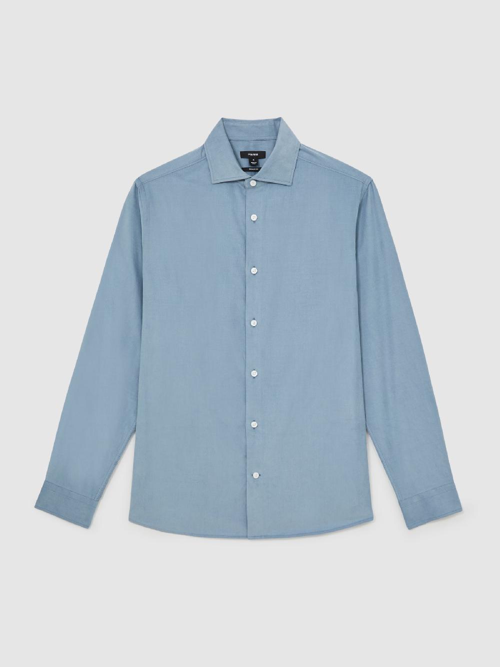 Reiss Cotton Corduroy Cutaway-Collar Shirt In Airforce Blue