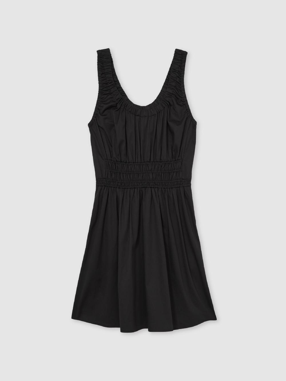 Reiss Cotton Craft-Stitch Shirred Mini Dress In Black