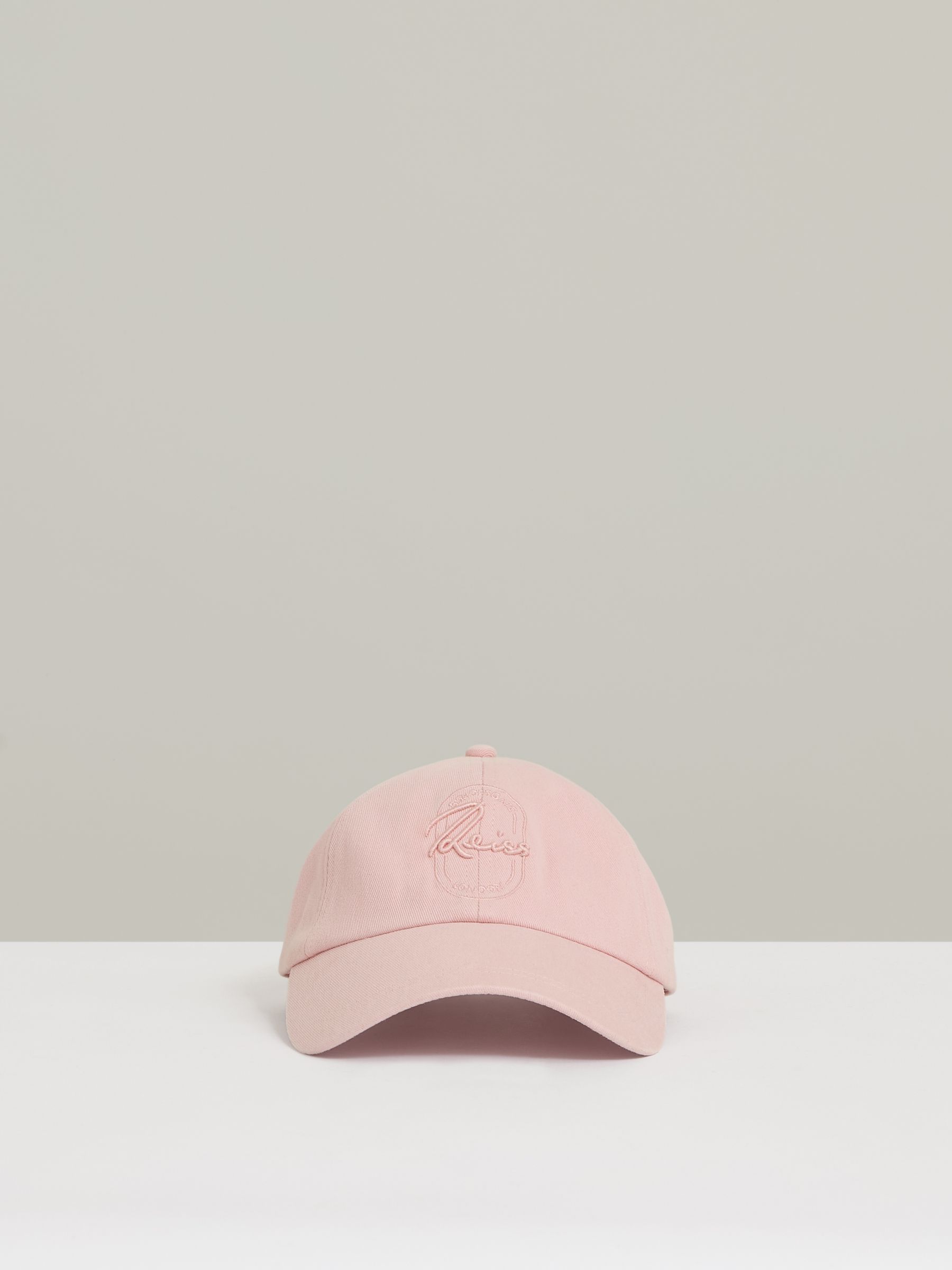 Reiss Cotton Logo-Embroidered Baseball Cap In Washed Pink
