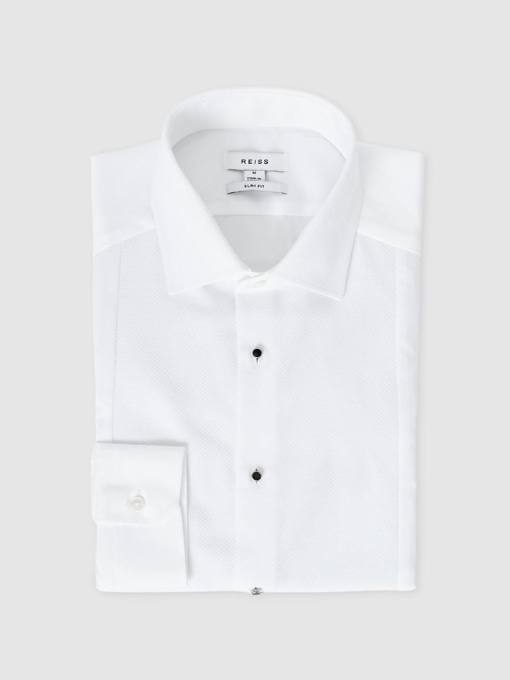 Reiss Cotton Marcella Tuxedo Shirt Regular-Fit In White