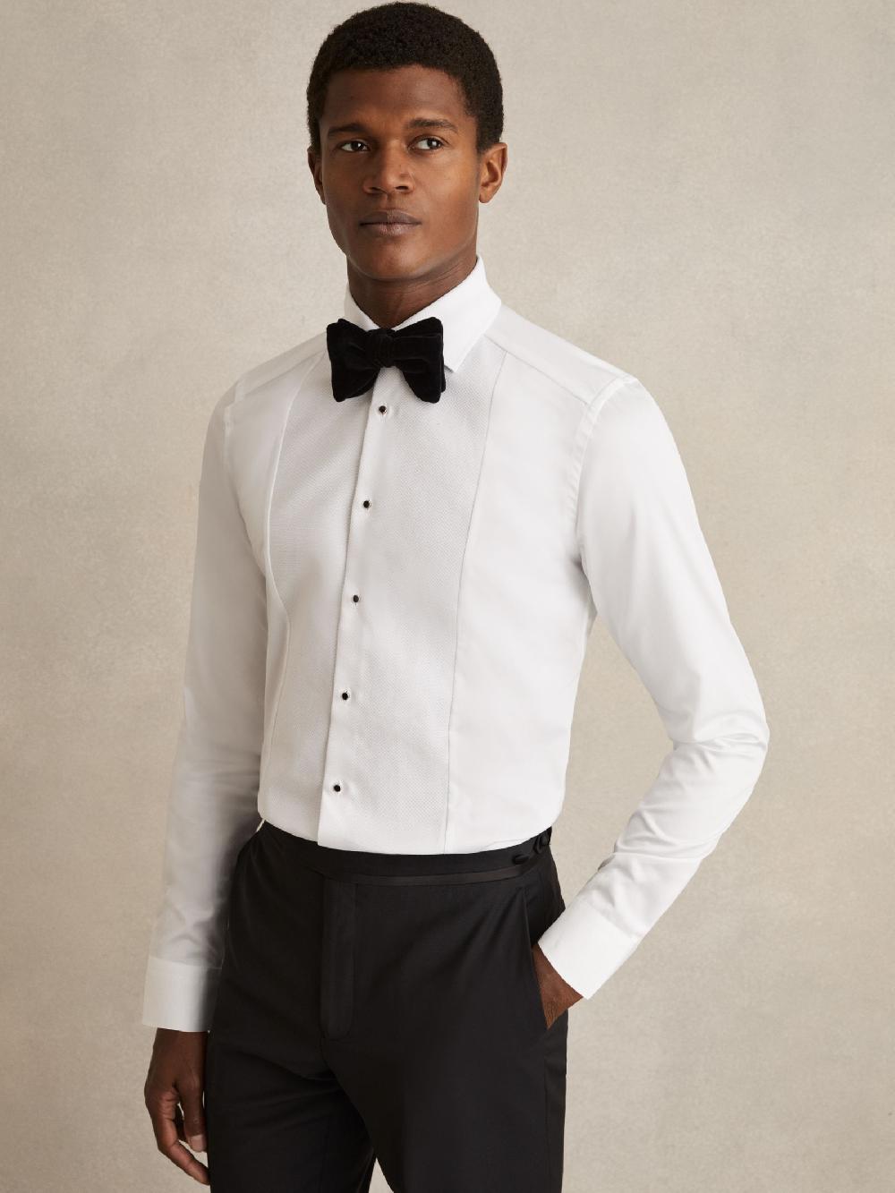 Reiss Cotton Marcella Tuxedo Shirt Regular-Fit In White