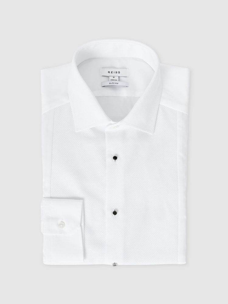 reiss Cotton Marcella Tuxedo Shirt Regular-Fit in White