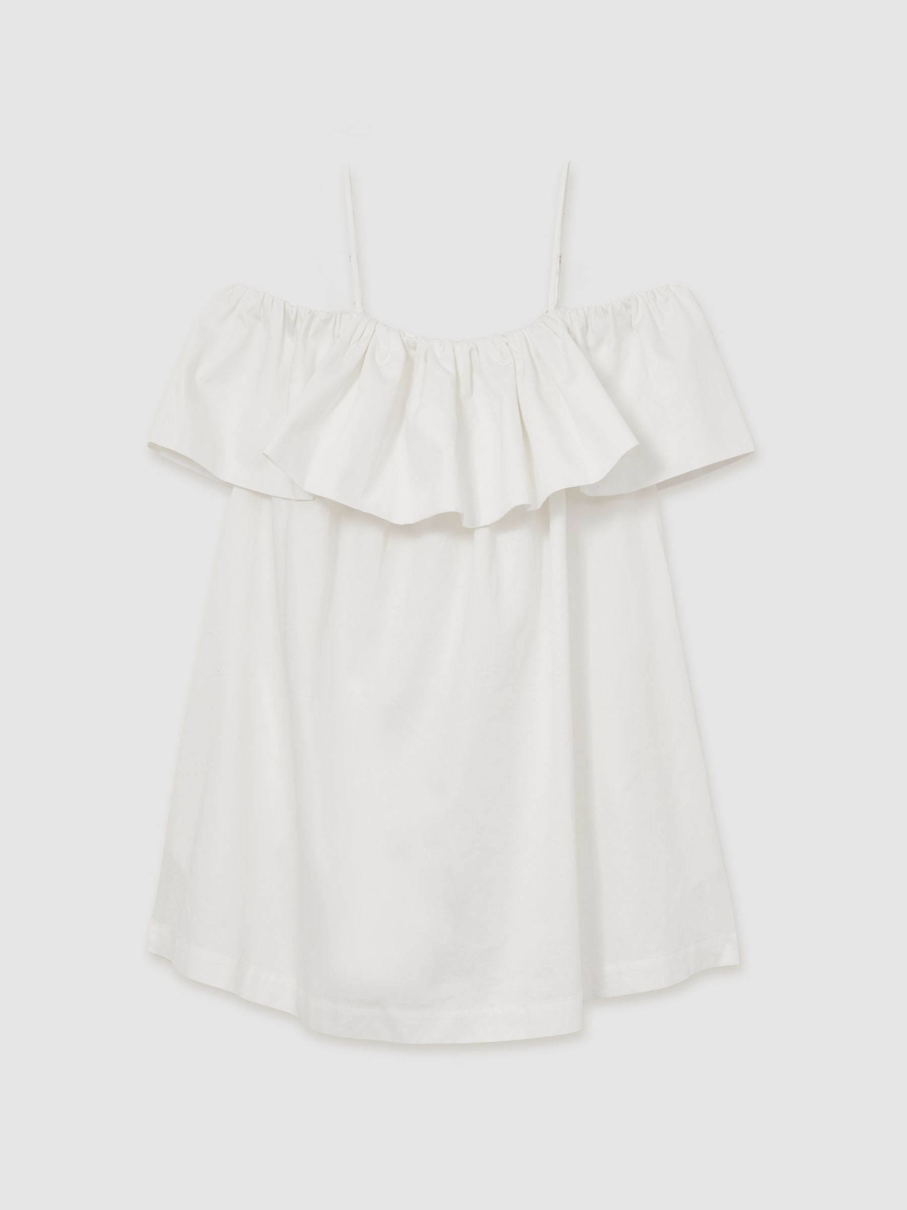 Reiss Cotton Off Shoulder Mini Dress In Ivory Cream