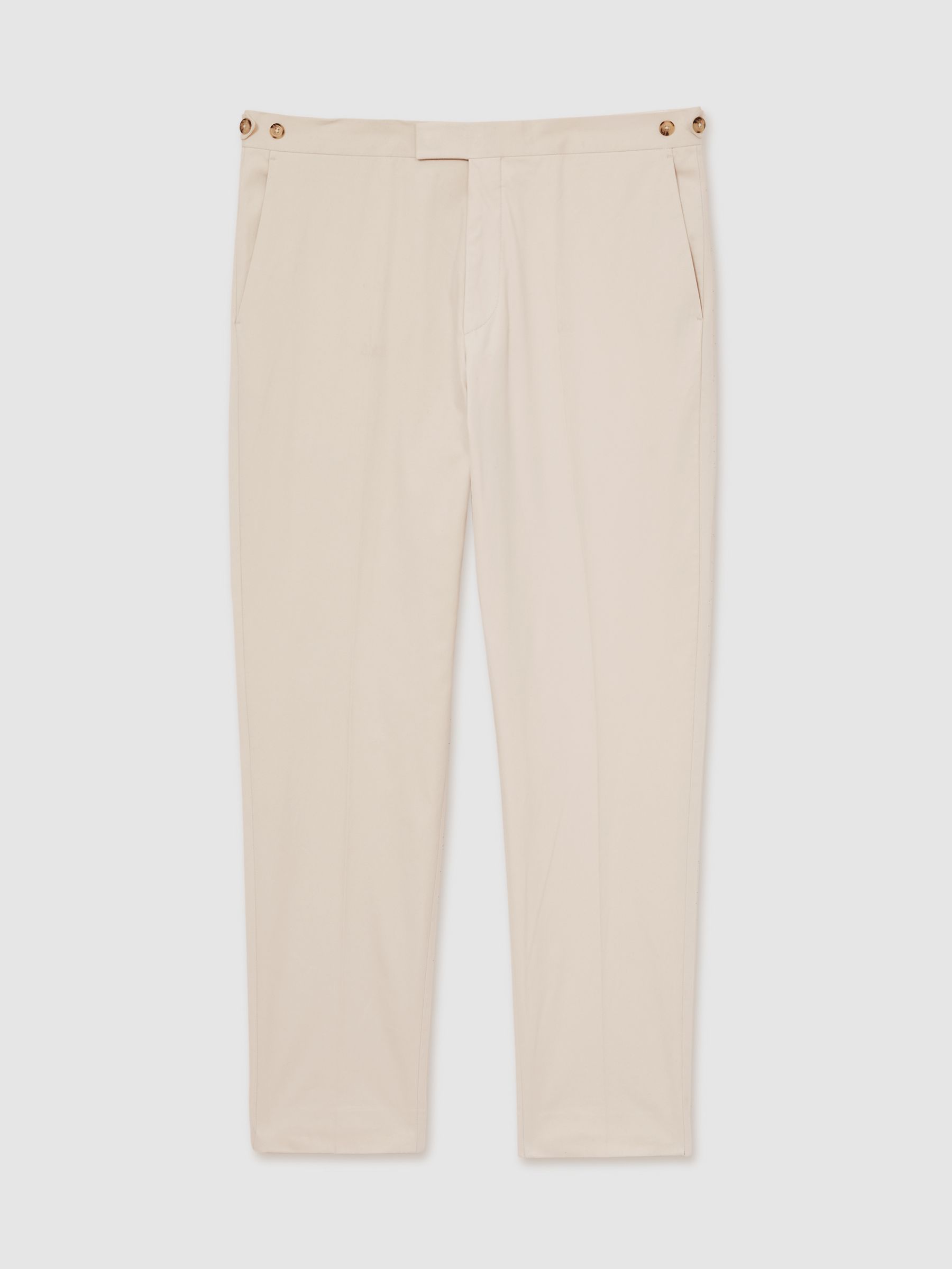 Reiss Cotton Slim-Fit Suit Trousers With Stretch In Stone