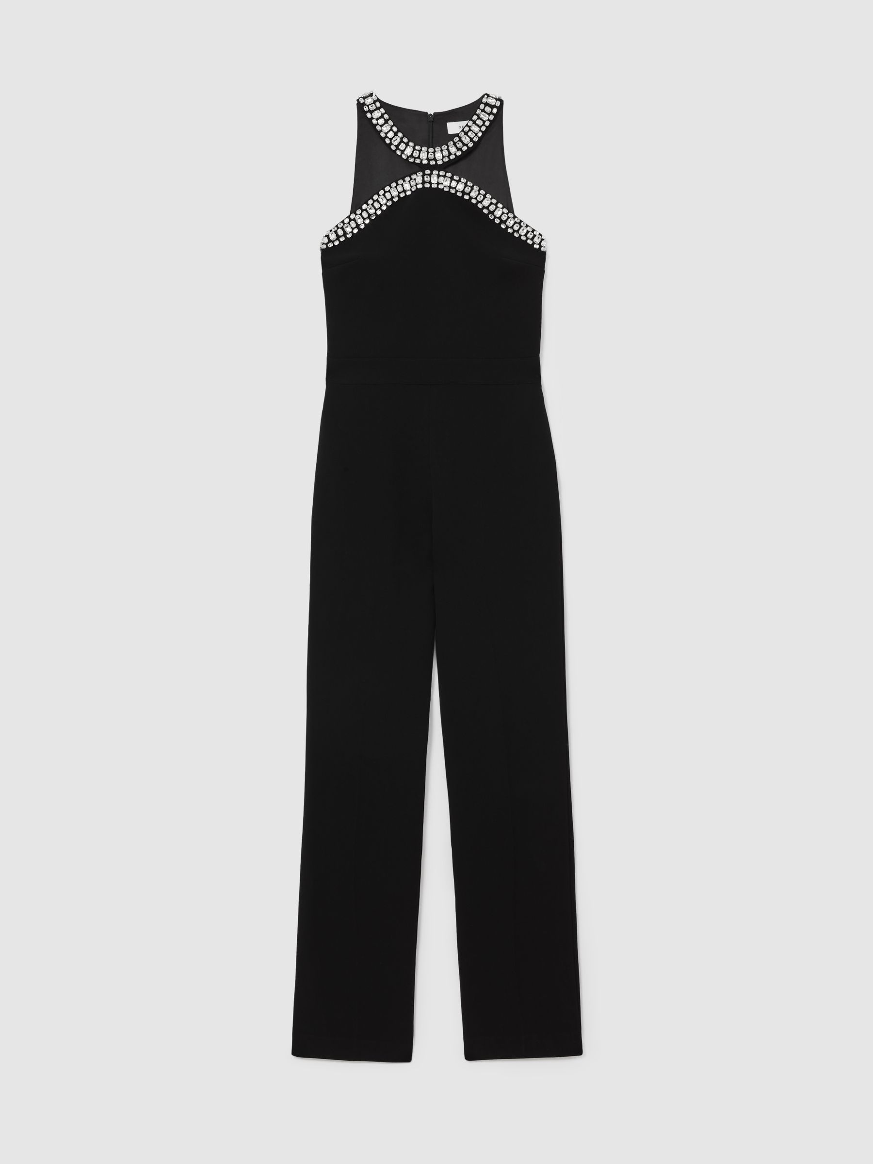 Reiss Crystal-Embellished Cut-Out Jumpsuit In Black