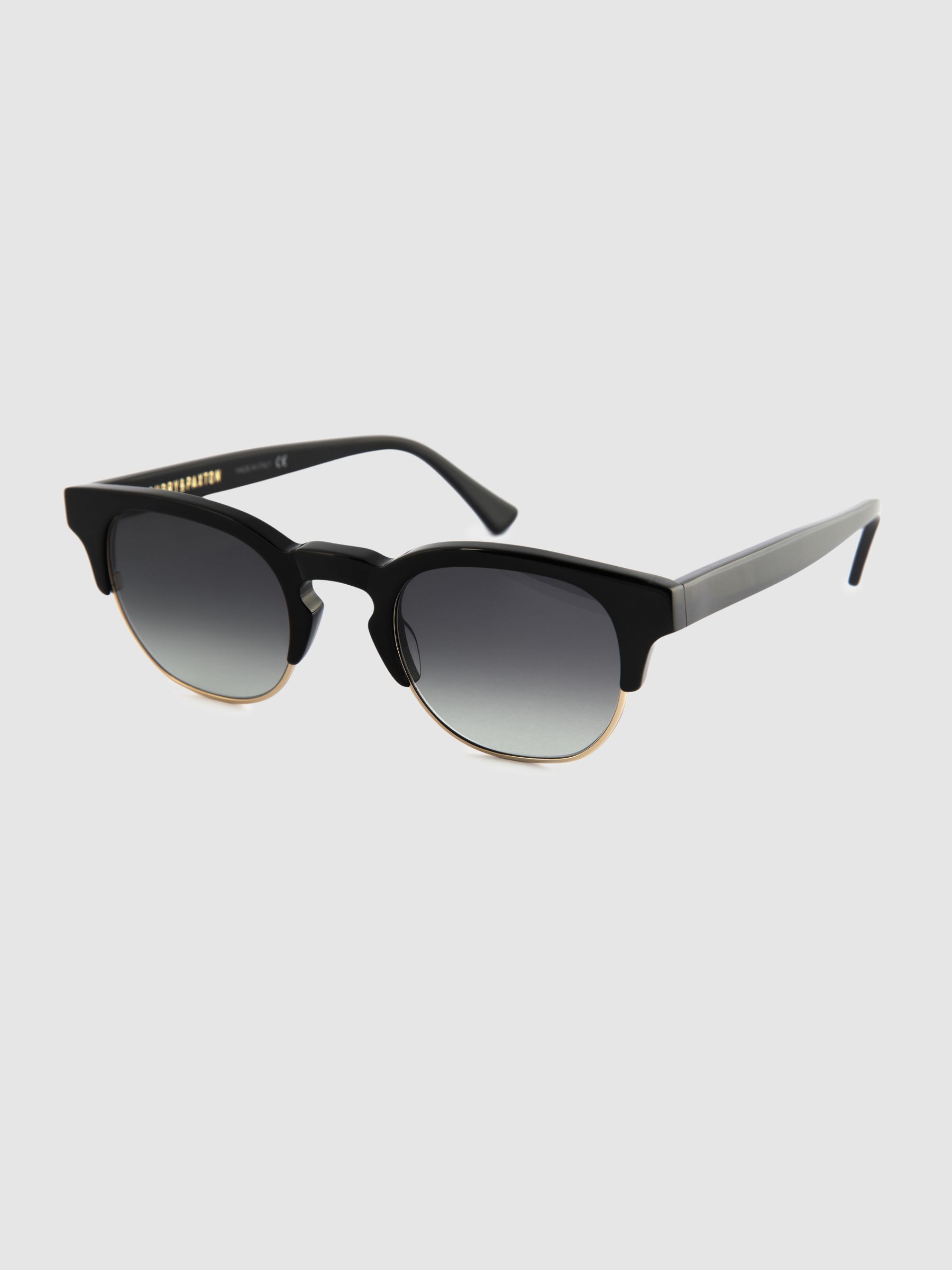 Reiss Curry And Paxton Semi Rimless Sunglasses In Black/Gold