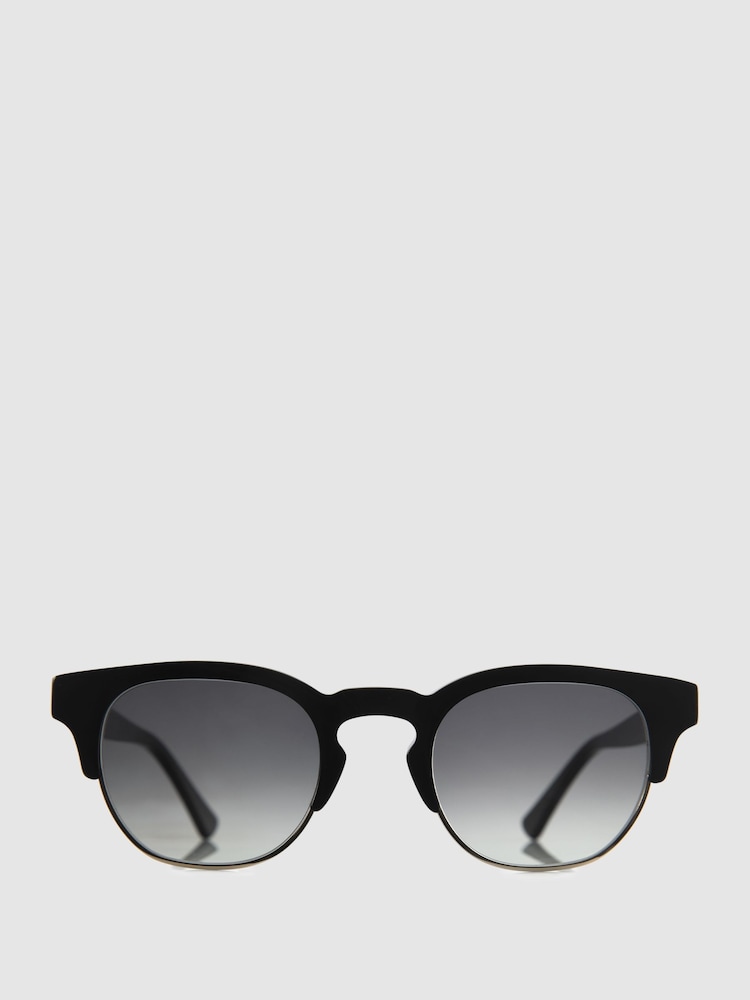 reiss Curry and Paxton Semi Rimless Sunglasses in Black/Gold