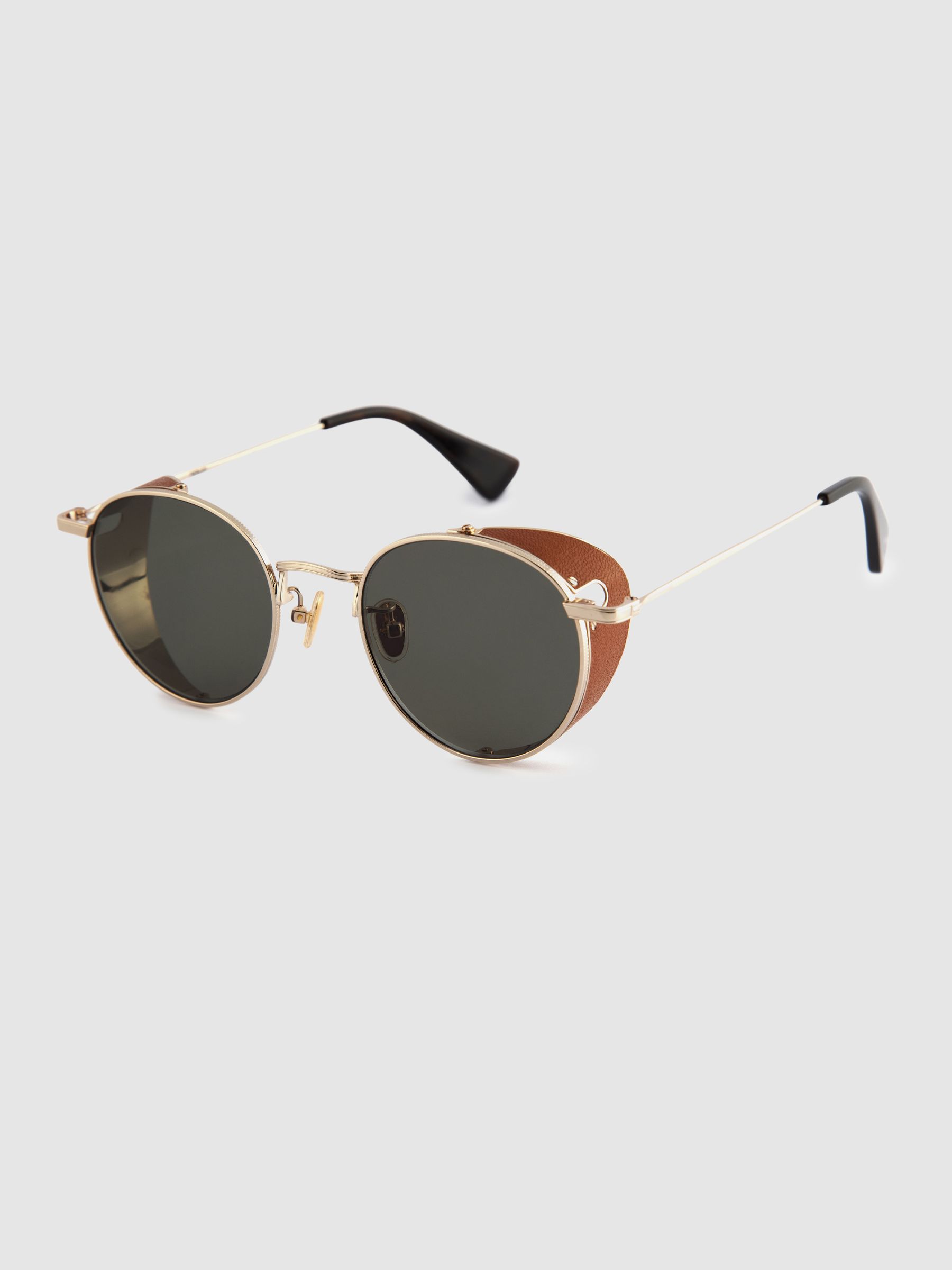 Reiss Curry And Paxton Side Shield Sunglasses In Tan