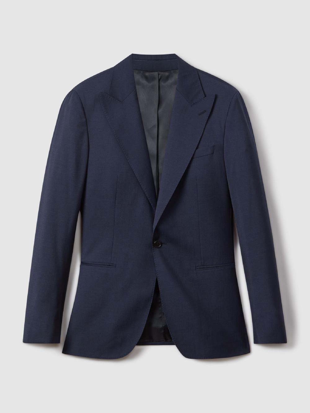 Reiss Destiny Navy Wool Single Breasted Regular Fit Blazer