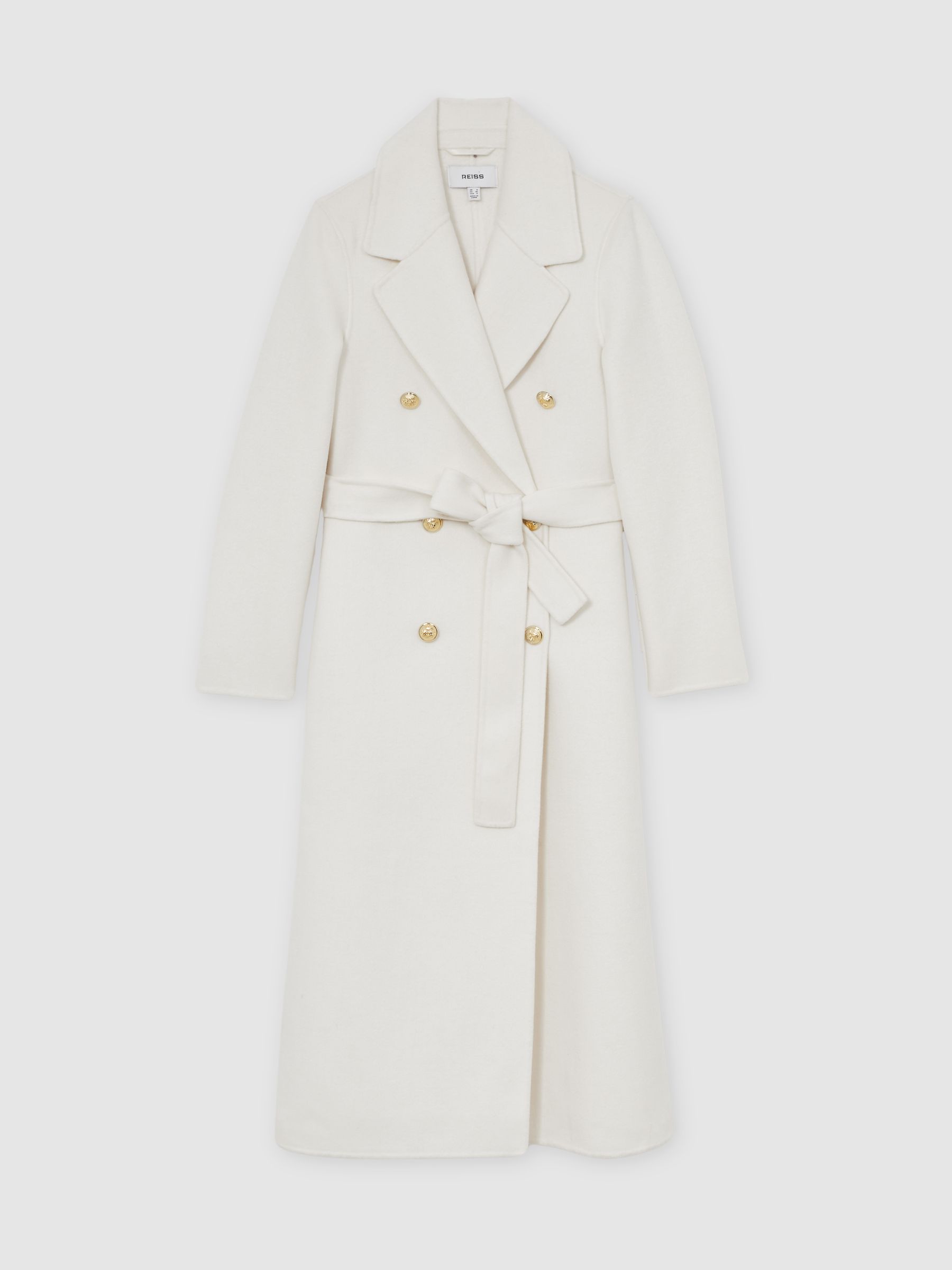 Reiss Double-Breasted Blindseam Coat Wool-Blend In Cream