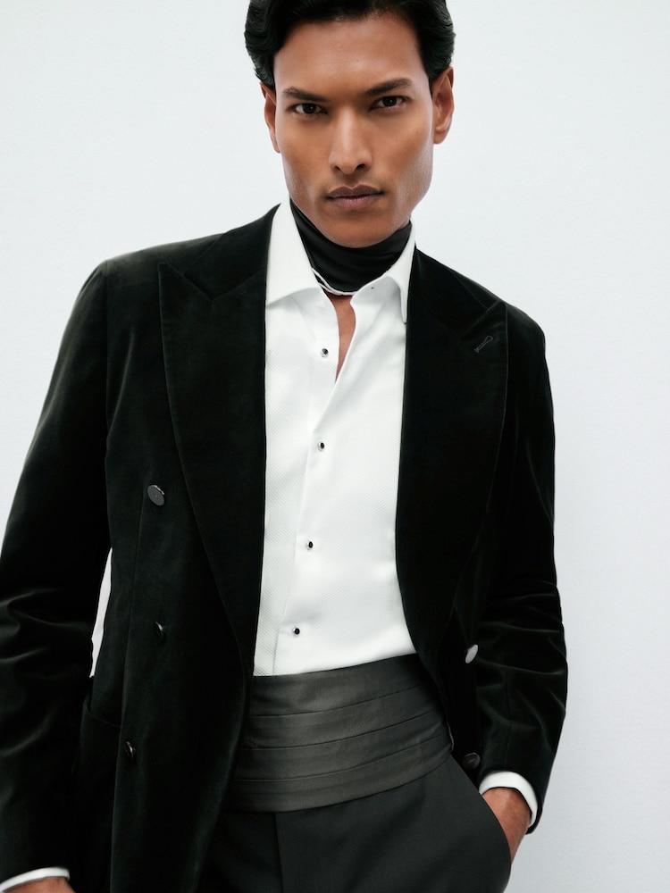 reiss Double-Breasted Velvet Blazer Tailored-Fit in Black