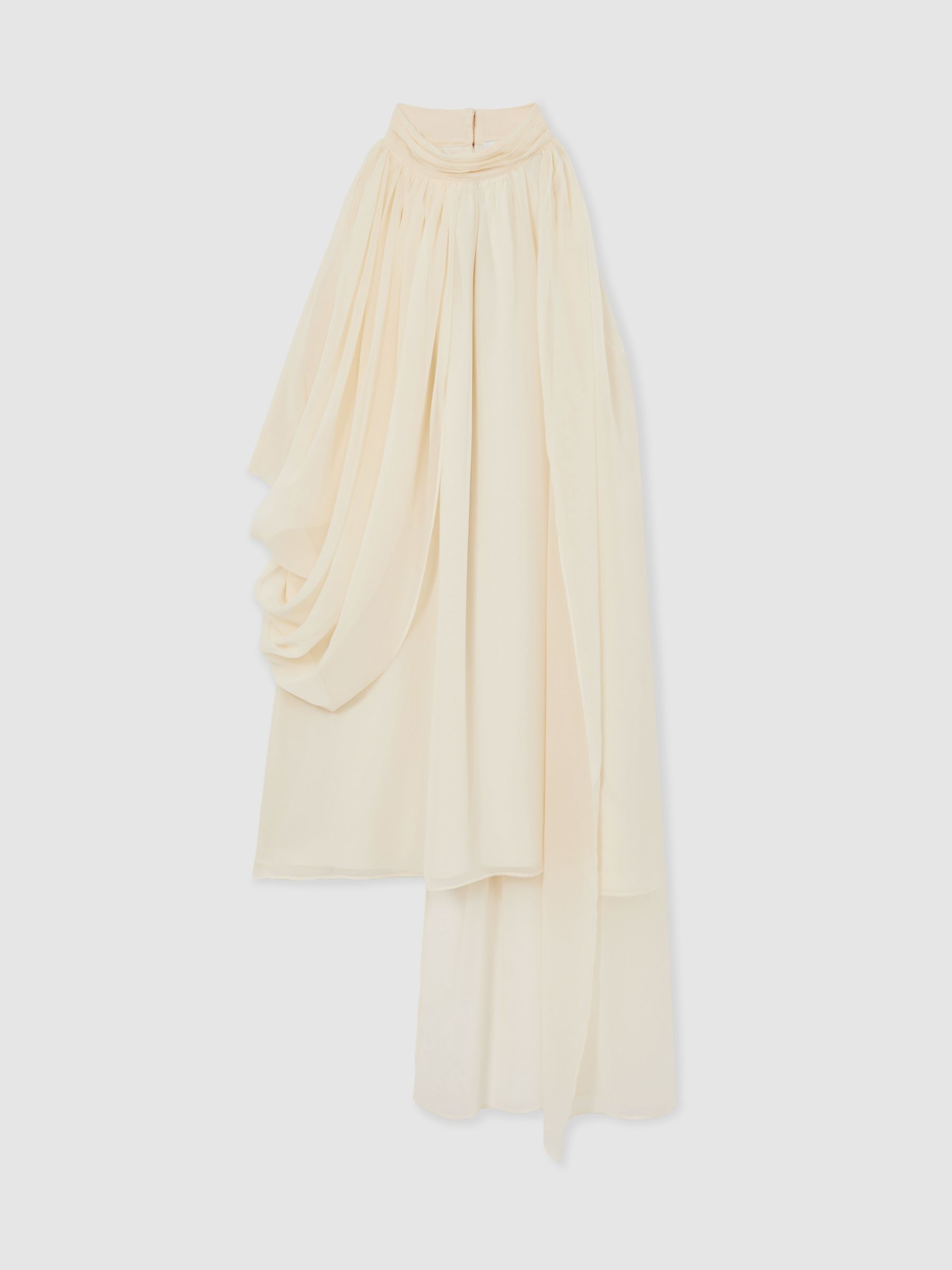 Reiss Draped Chiffon Sleeveless Mini Dress In Ivory